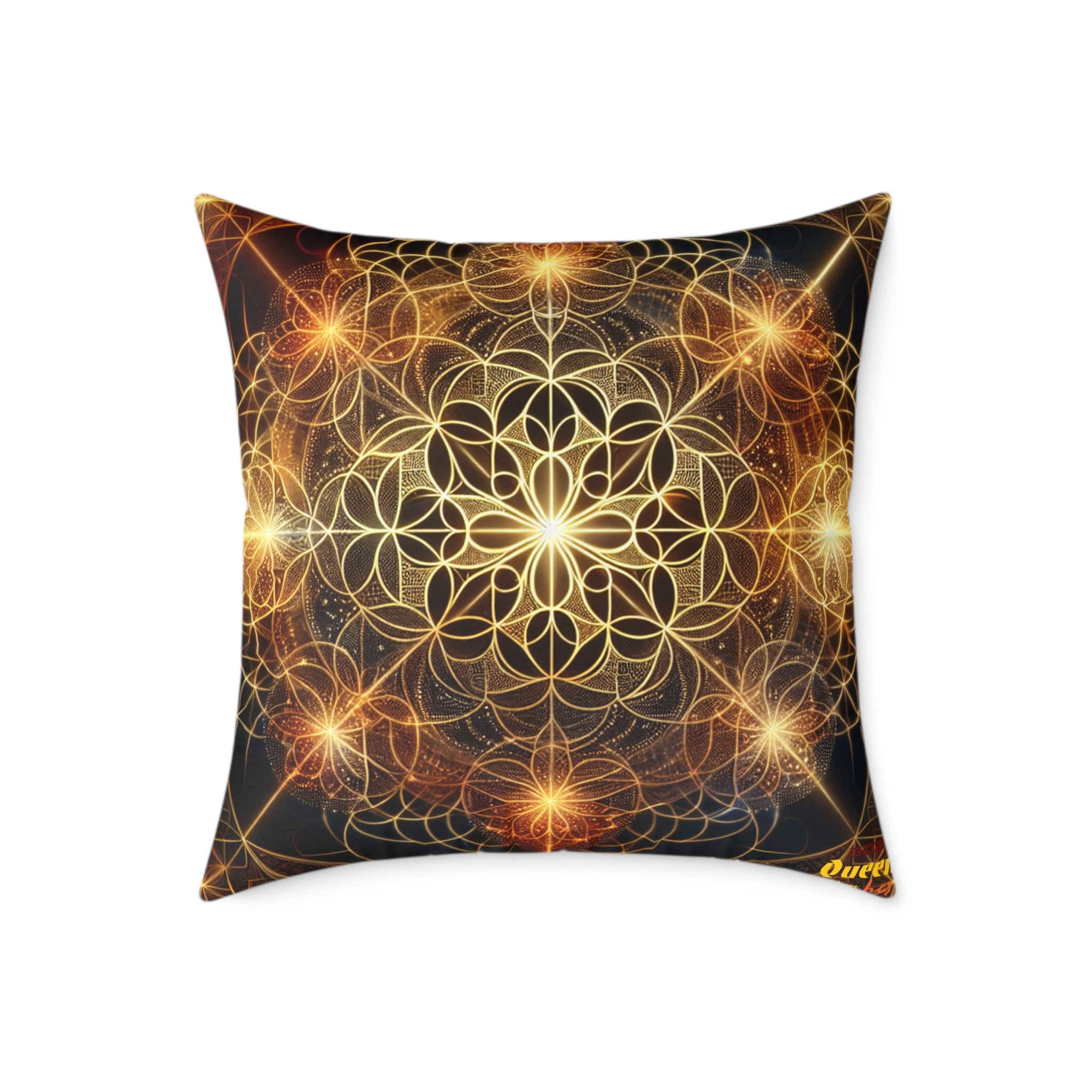Bohemian Flower Mandala Pillow, Square Poly Canvas Pillow for Home Decor, Cozy Living Room Accent, Meditation Gift, Bedroom Cushion