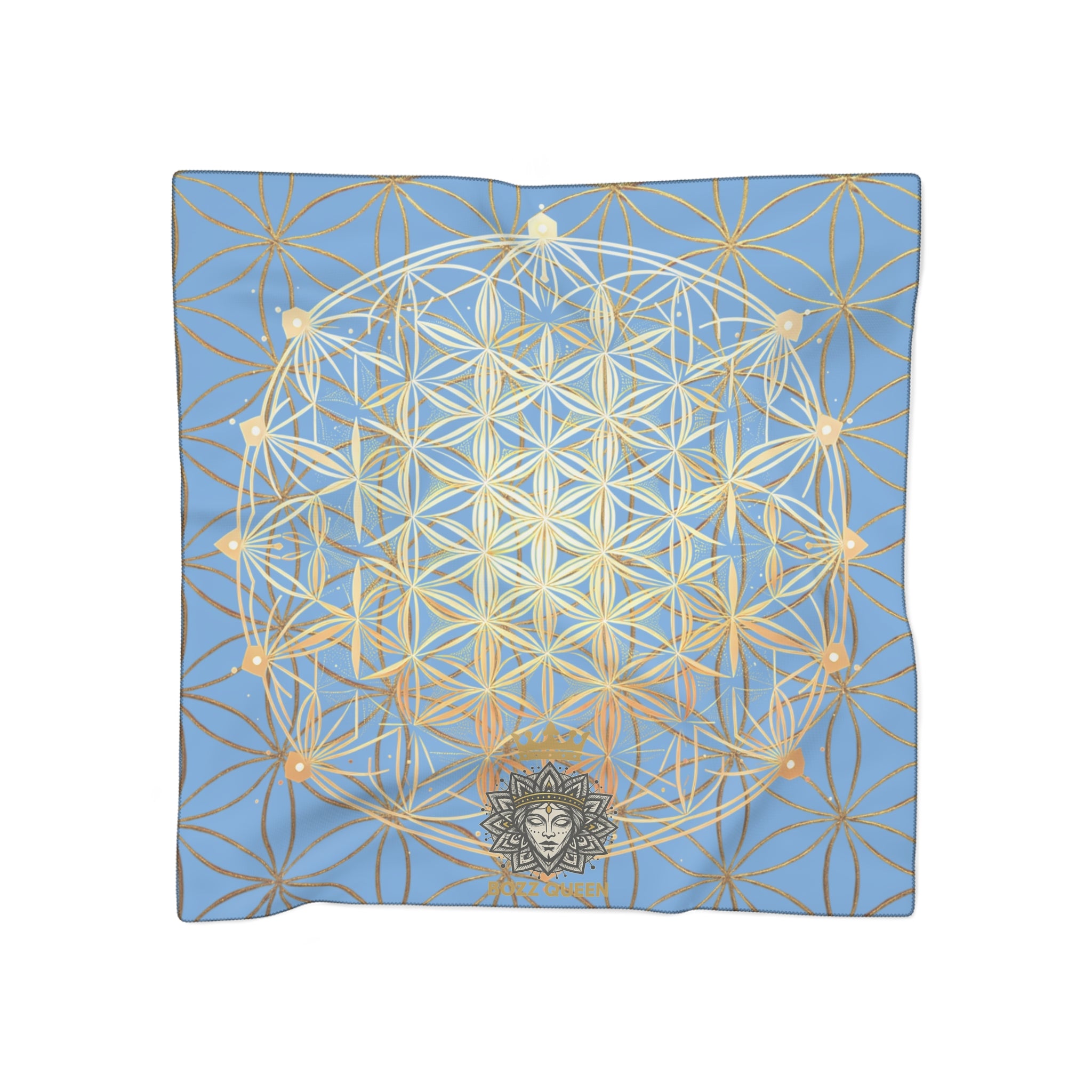 Flower of Life Light Blue Scarf - Sacred Geometry Spiritual Accessory