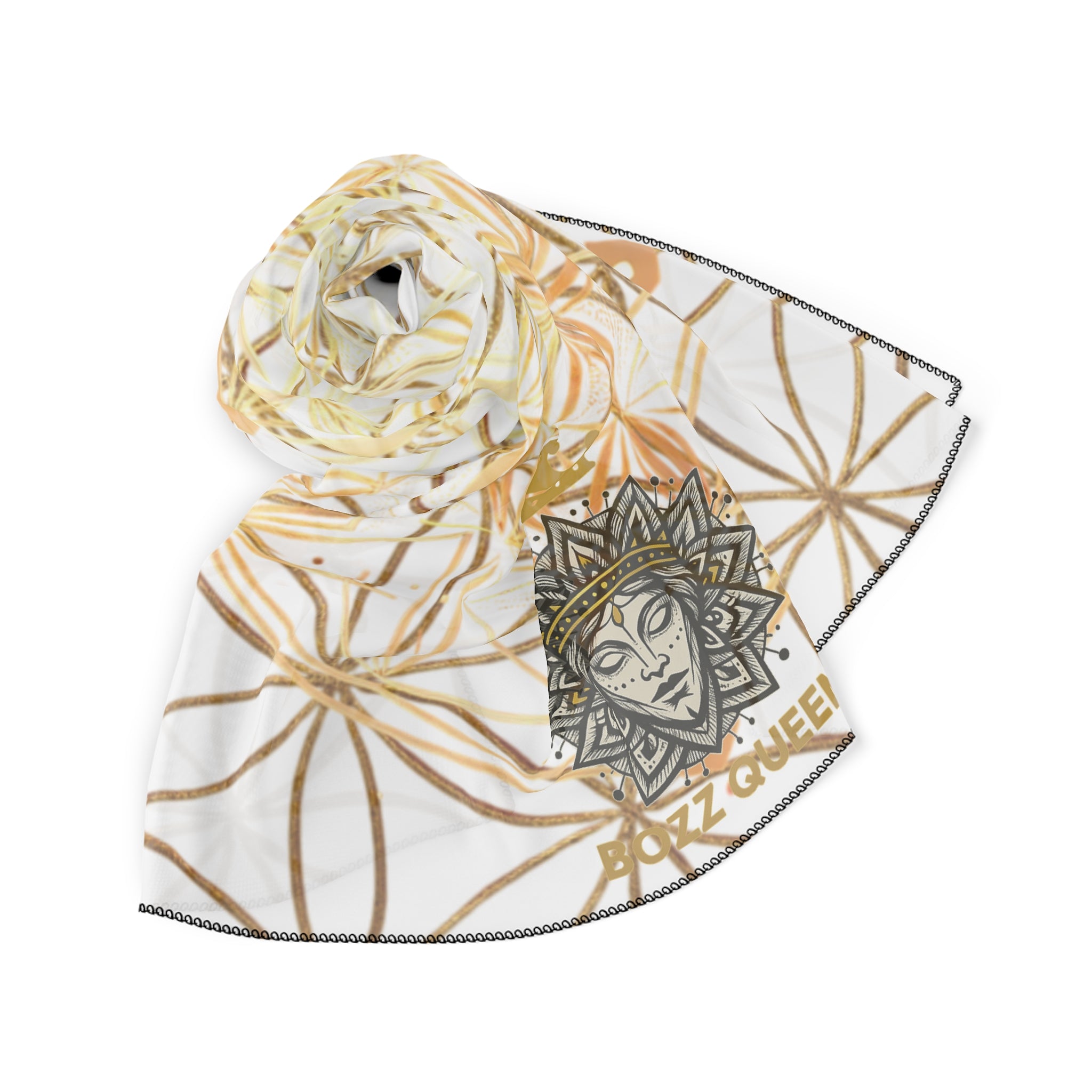 Flower of Life White Scarf - Sacred Geometry Spiritual Accessory