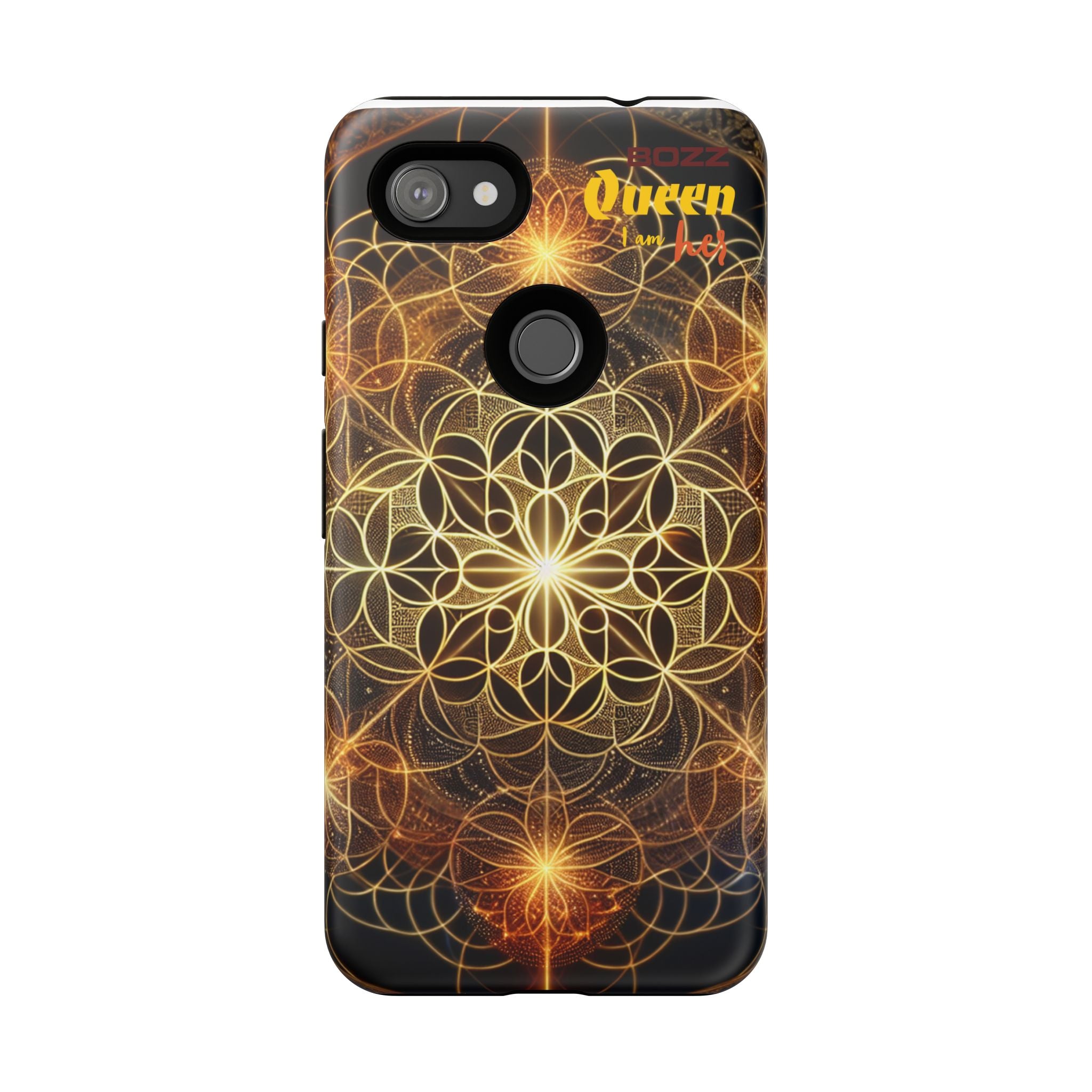 Golden Flower Mandala Phone Case, Tough Cases, Bohemian Phone Cover, Unique Gift for Him/Her, Spiritual and Artistic Design