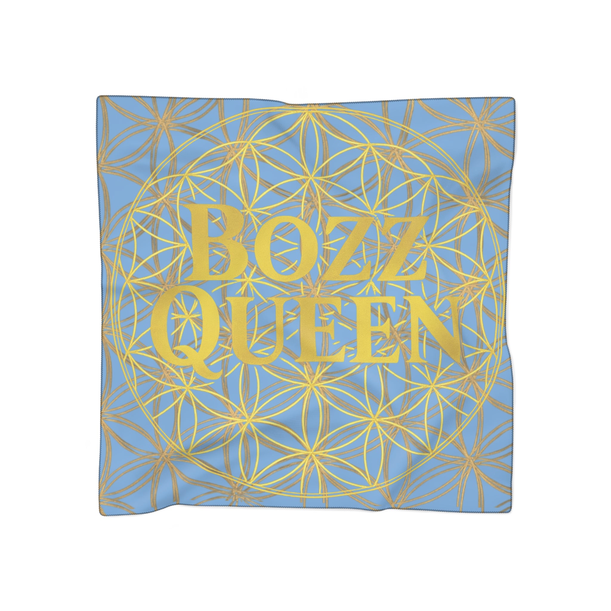 Bozz Queen Light Blue Poly Scarf - Vibrant Flower of Life Design for Stylish Women