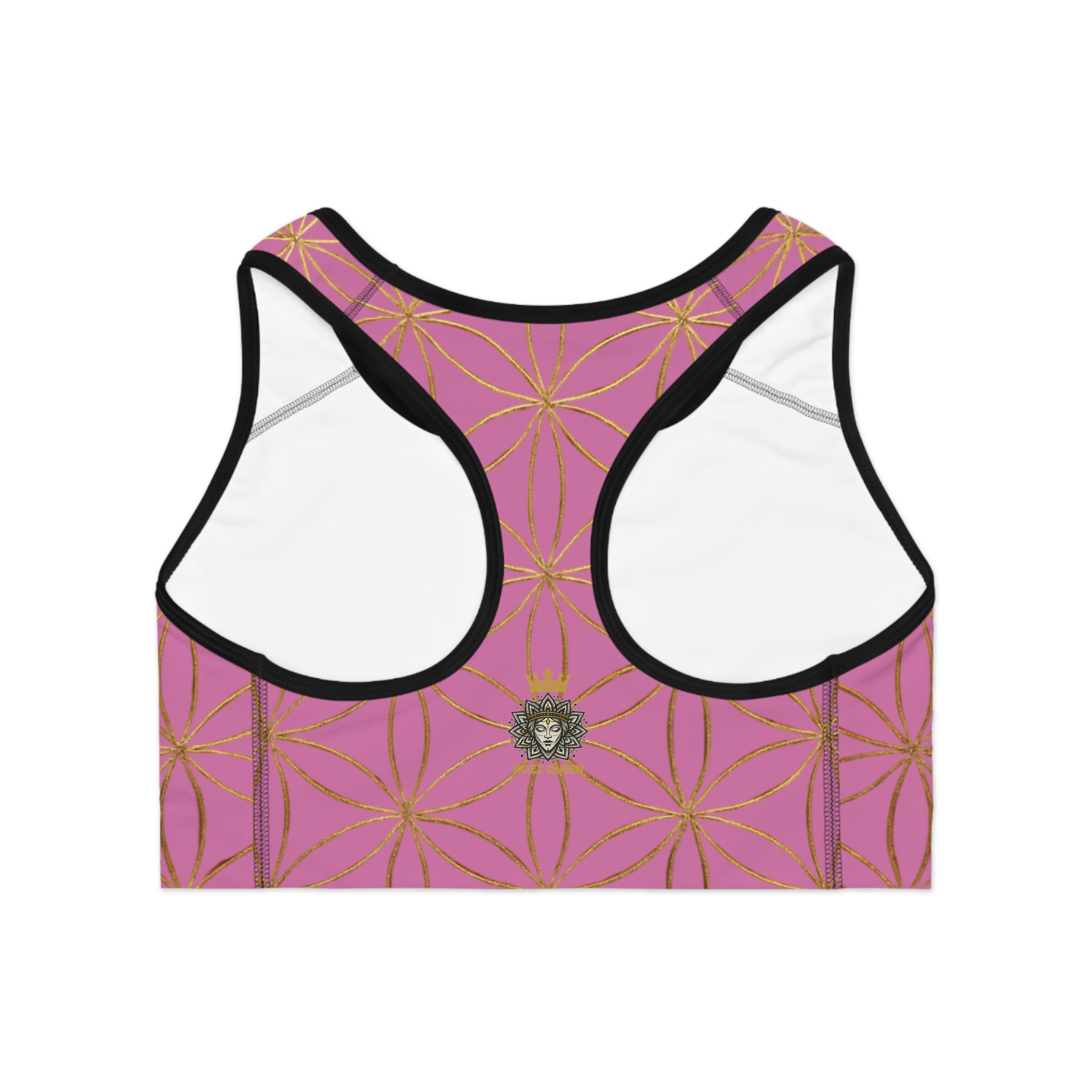 Bozz Queen Light Pink & Gold Flower of Life Sports Bra - Yoga Workout Top