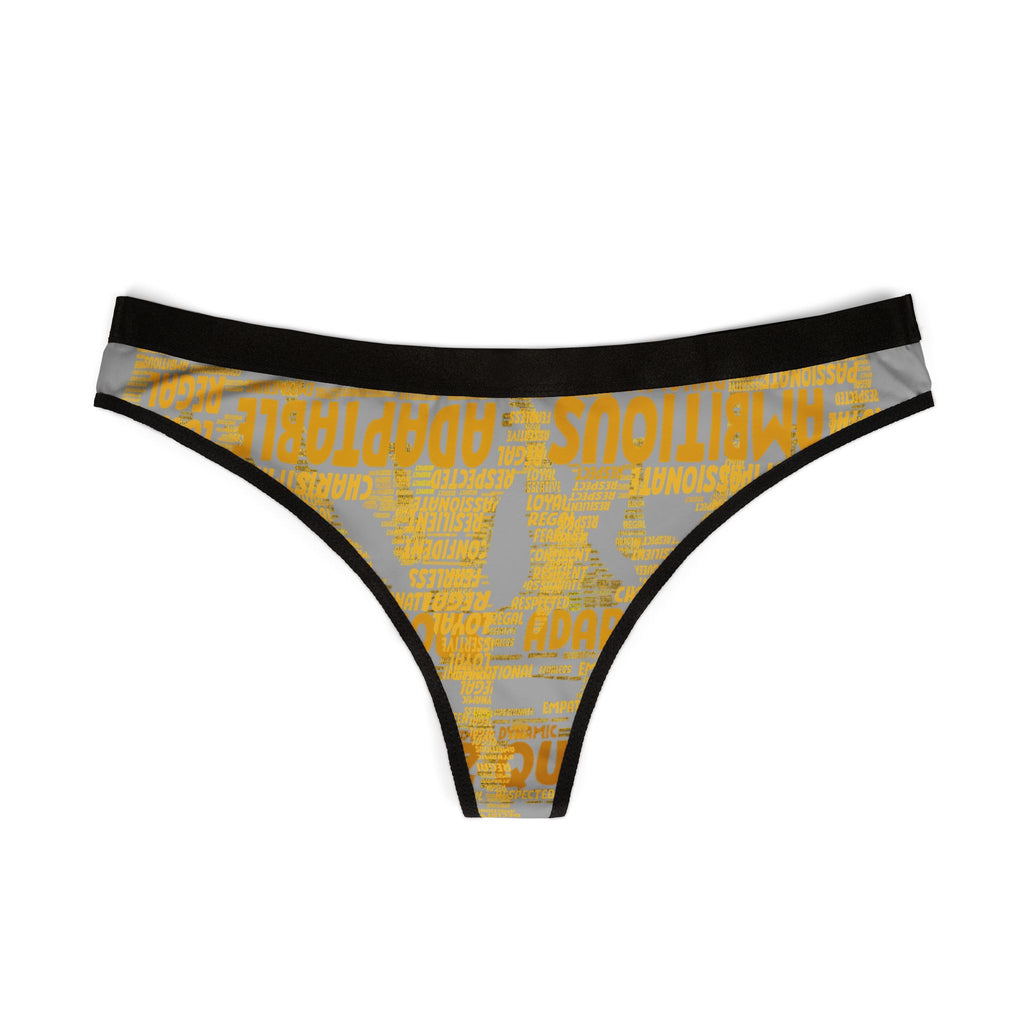 Women's Light Grey Yellow Thongs - Bold Statement Motivational Lingerie