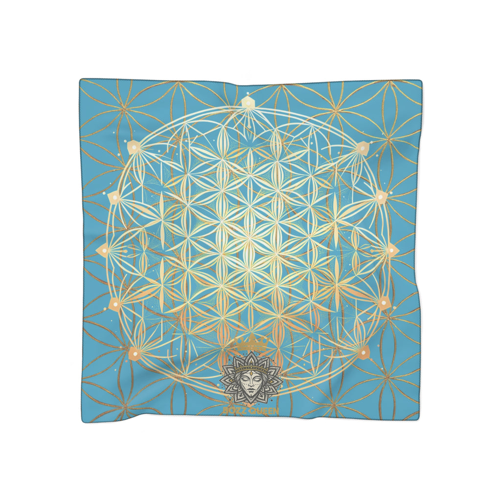 Flower of Life Turquoise Scarf - Sacred Geometry Spiritual Accessory
