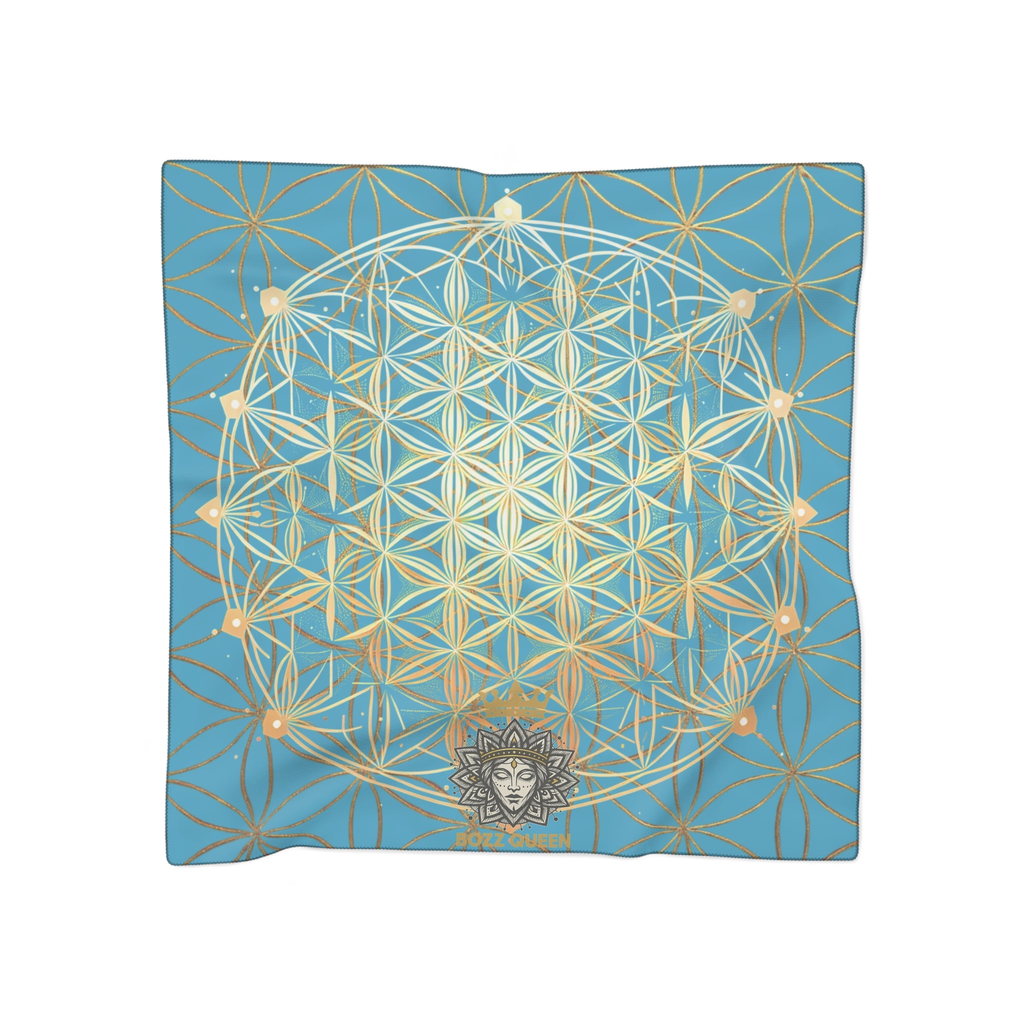 Flower of Life Turquoise Scarf - Sacred Geometry Spiritual Accessory