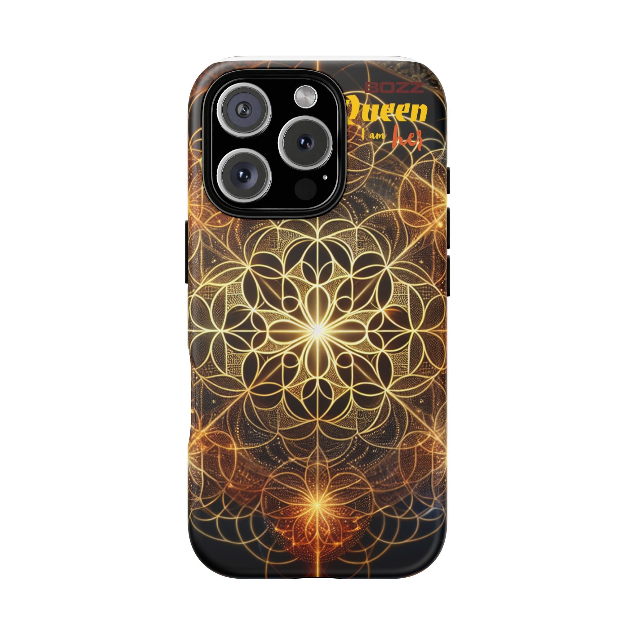 Golden Flower Mandala Phone Case, Tough Cases, Bohemian Phone Cover, Unique Gift for Him/Her, Spiritual and Artistic Design