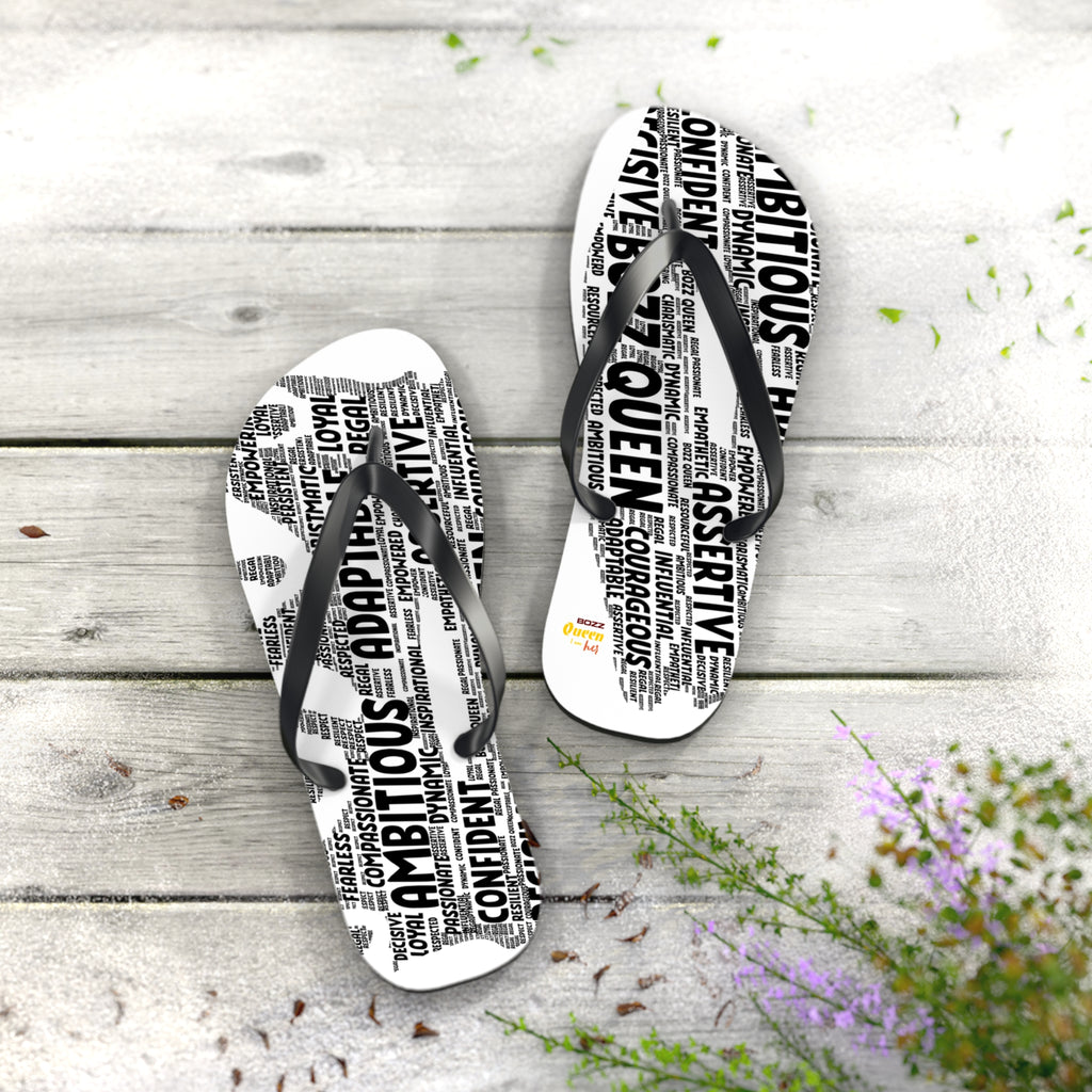 Empowering Word Flip Flops - Motivational Summer Footwear for Self-Care