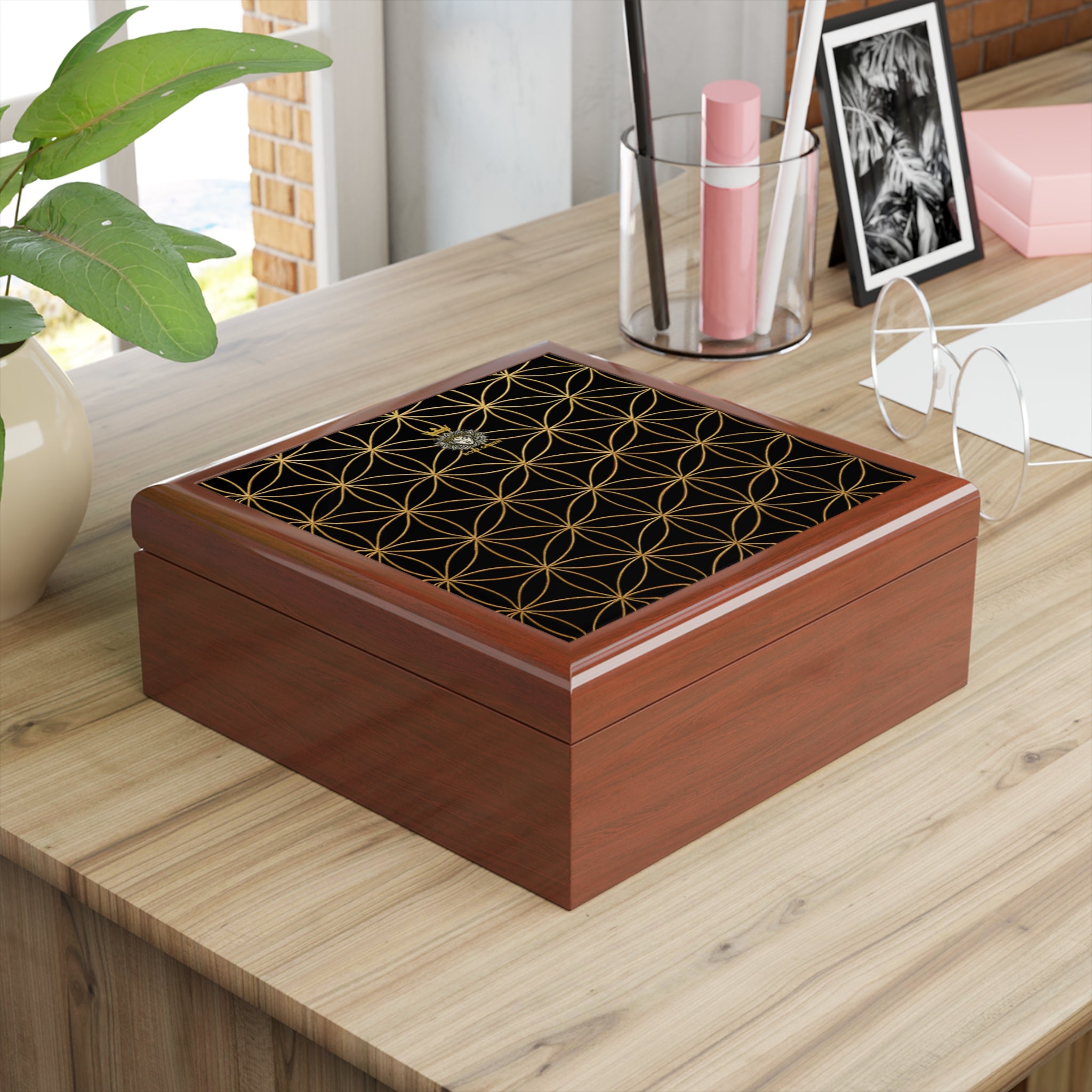 Flower of Life Jewelry Box - Black Elegant Keepsake Organizer