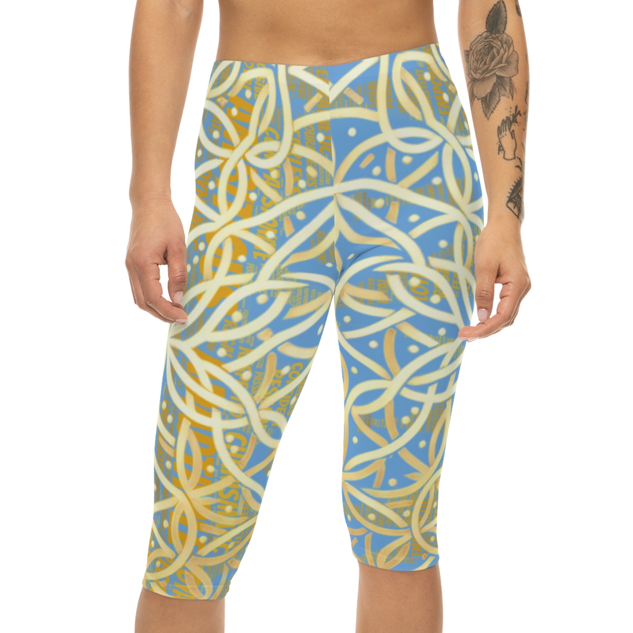 Light Blue Chic Women's Capri Leggings - Stylish Yoga Pants & Activewear