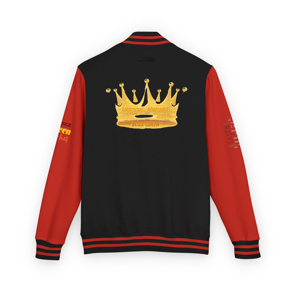 Bozz Queen Crown Design Letterman Jacket - Unisex Heavyweight Varsity Jacket