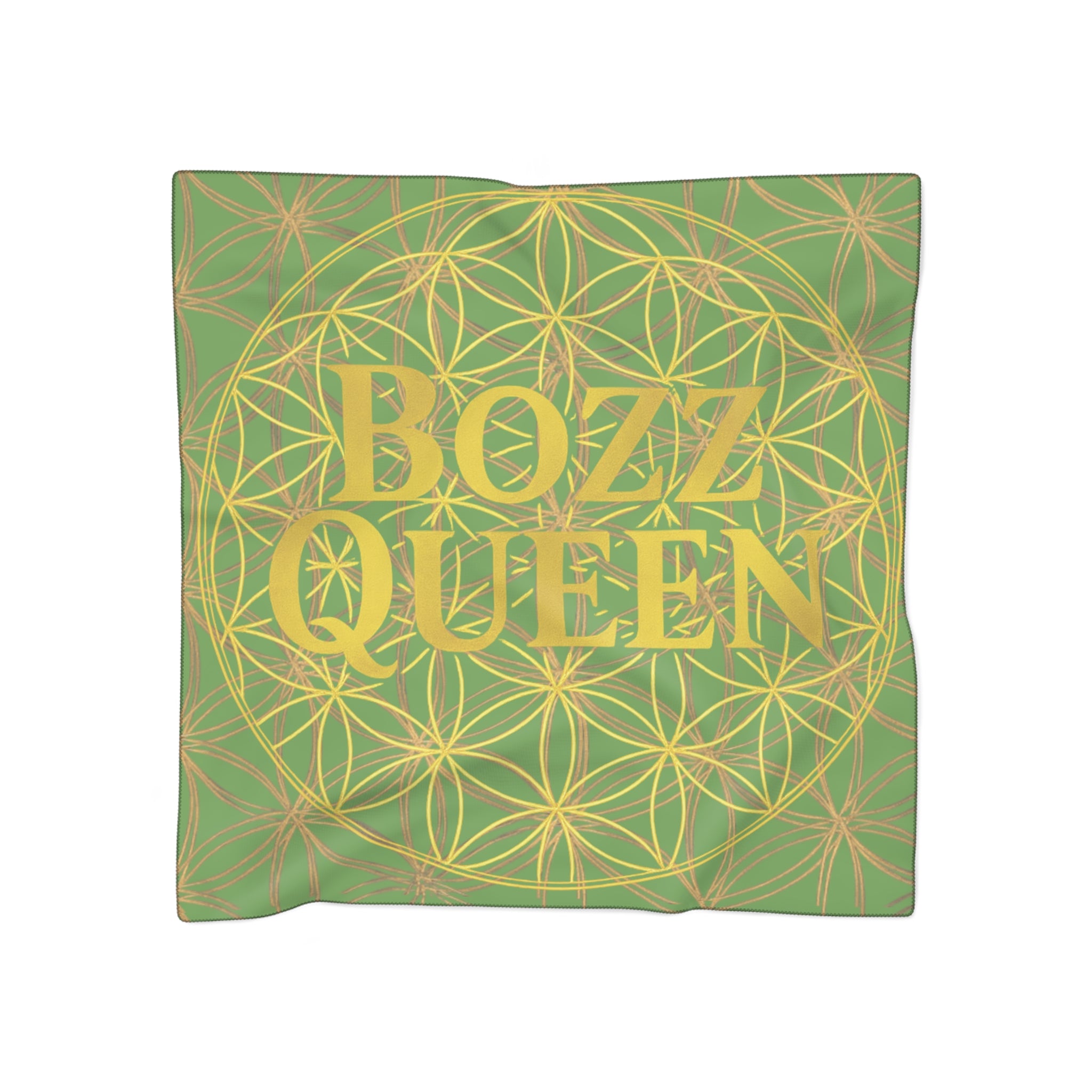 Bozz Queen Green Poly Scarf - Vibrant Flower of Life Design for Stylish Women