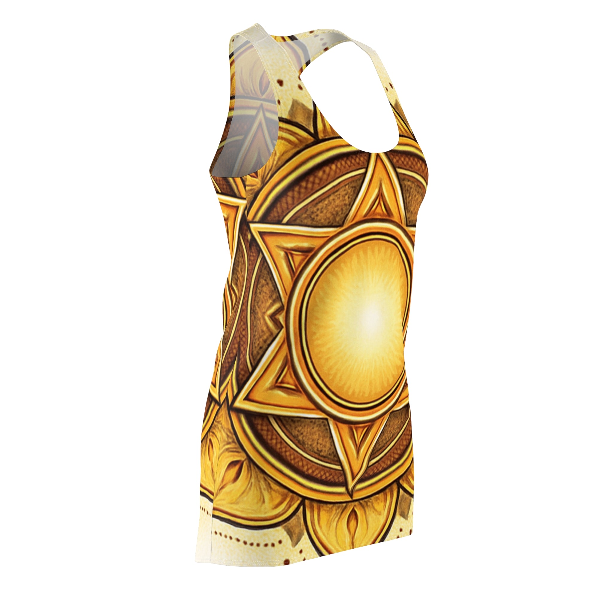 Yellow Chakra Flow Racerback Dress - Solar Plexus Energy (Manipura) Wellness Wear