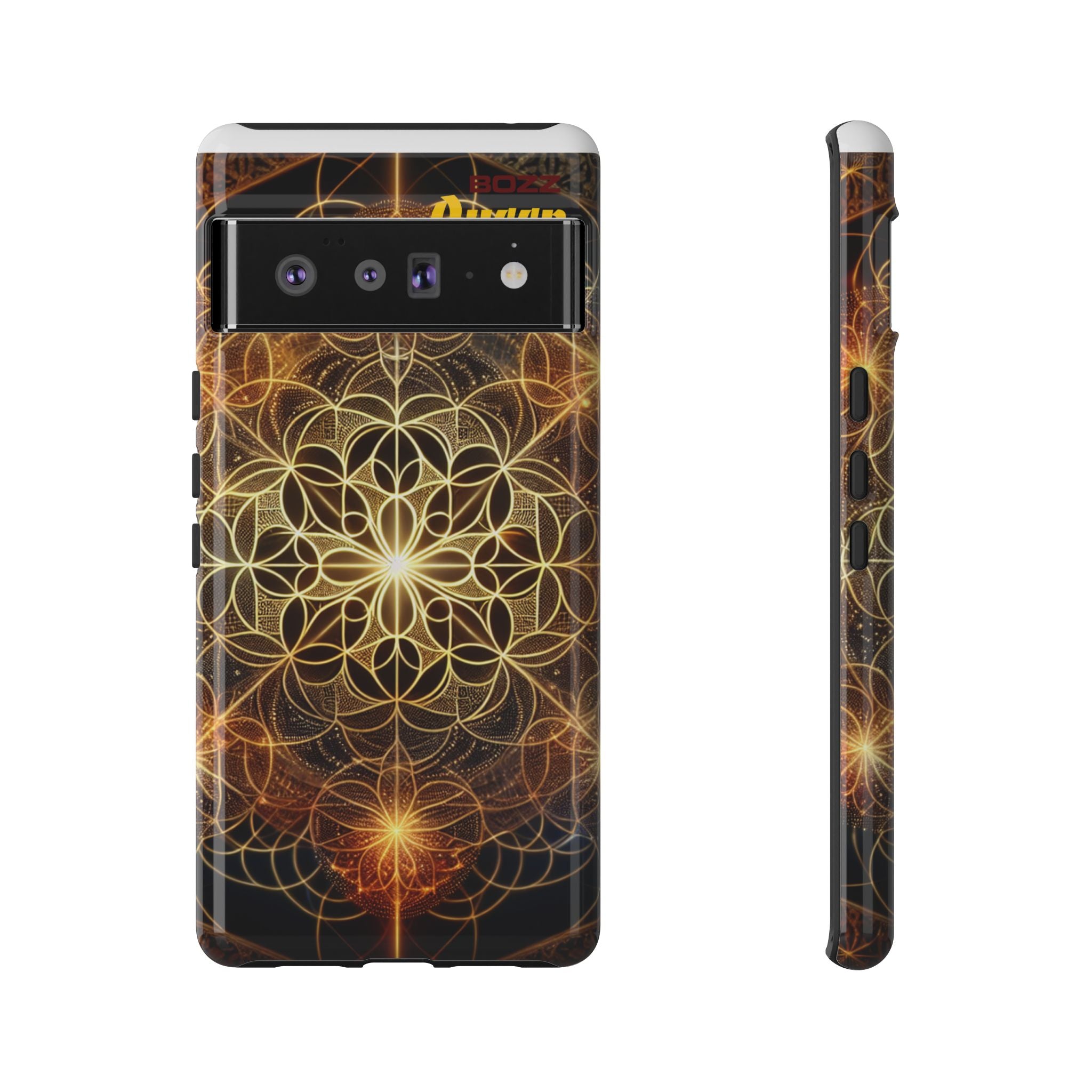 Golden Flower Mandala Phone Case, Tough Cases, Bohemian Phone Cover, Unique Gift for Him/Her, Spiritual and Artistic Design
