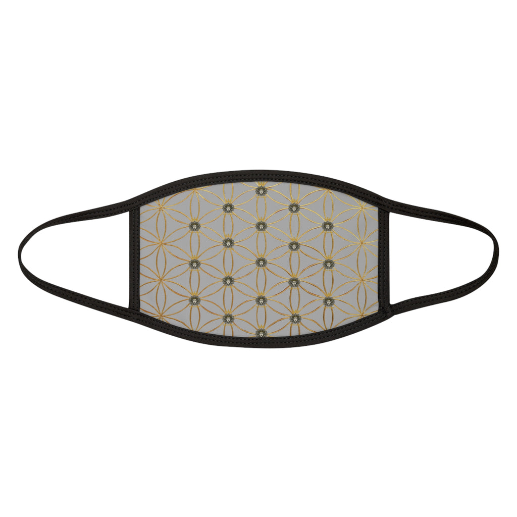 Bozz Queen Flower of Life Face Mask - Light Grey & Gold Stylish Breathable Cloth Mask