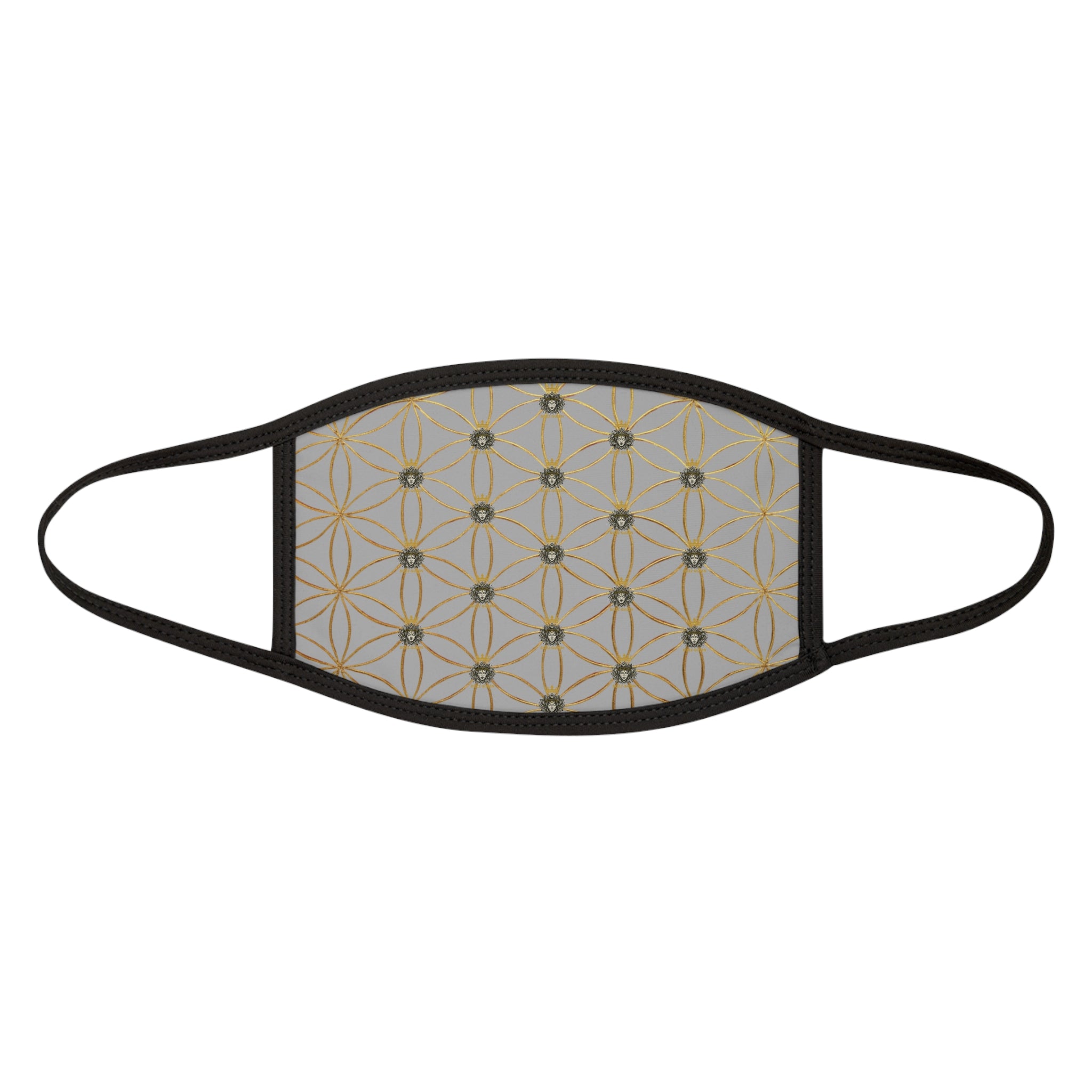 Bozz Queen Flower of Life Face Mask - Light Grey & Gold Stylish Breathable Cloth Mask