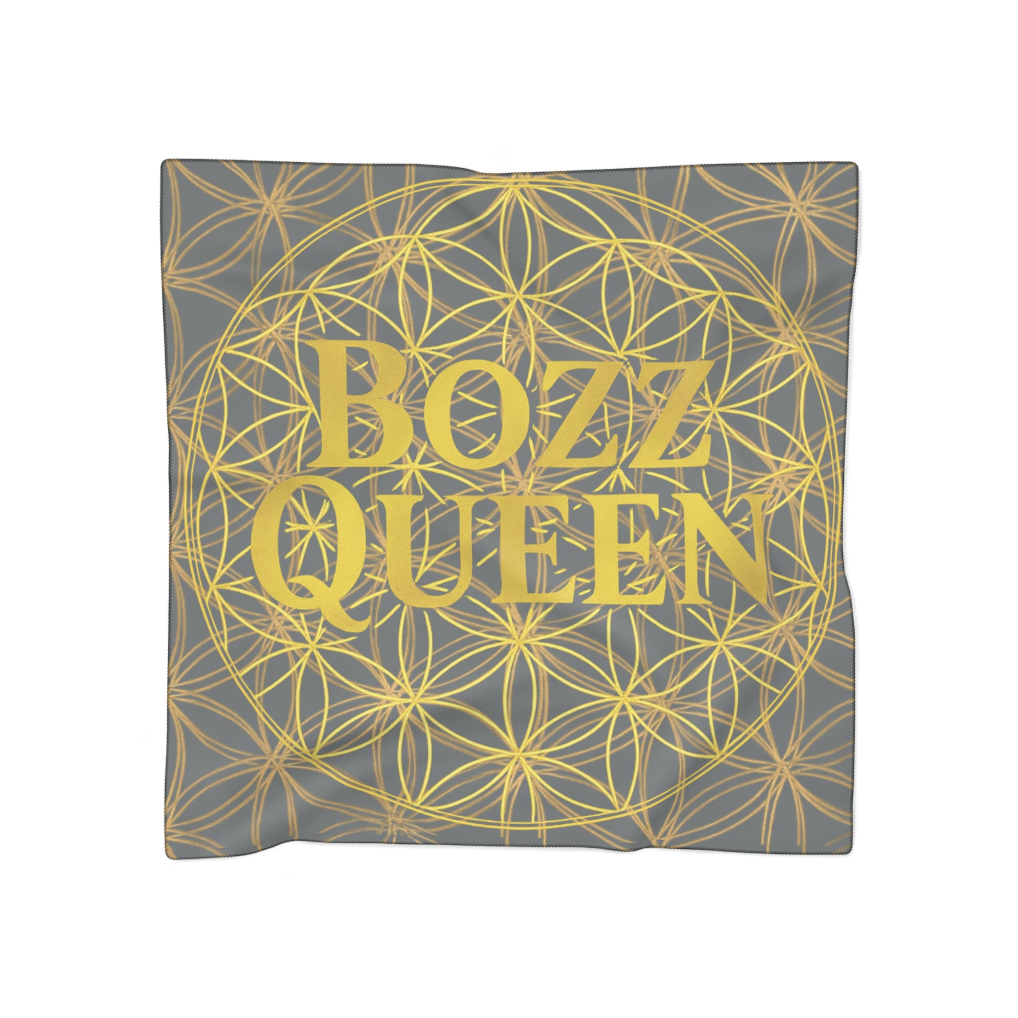 Bozz Queen Dark Grey Poly Scarf - Vibrant Flower of Life Design for Stylish Women