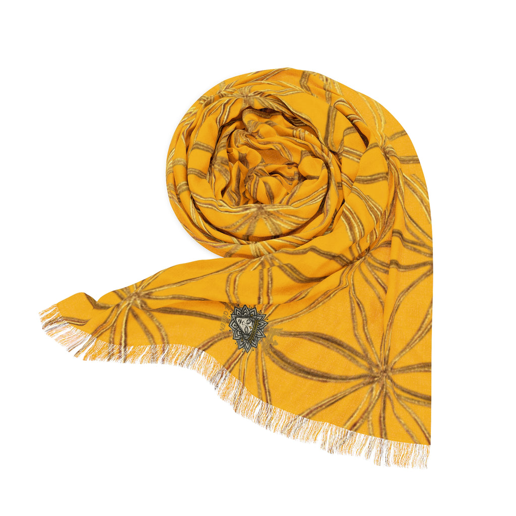 Yellow & Gold Flower of Life Scarf - Geometric Pattern | Bozz Queen