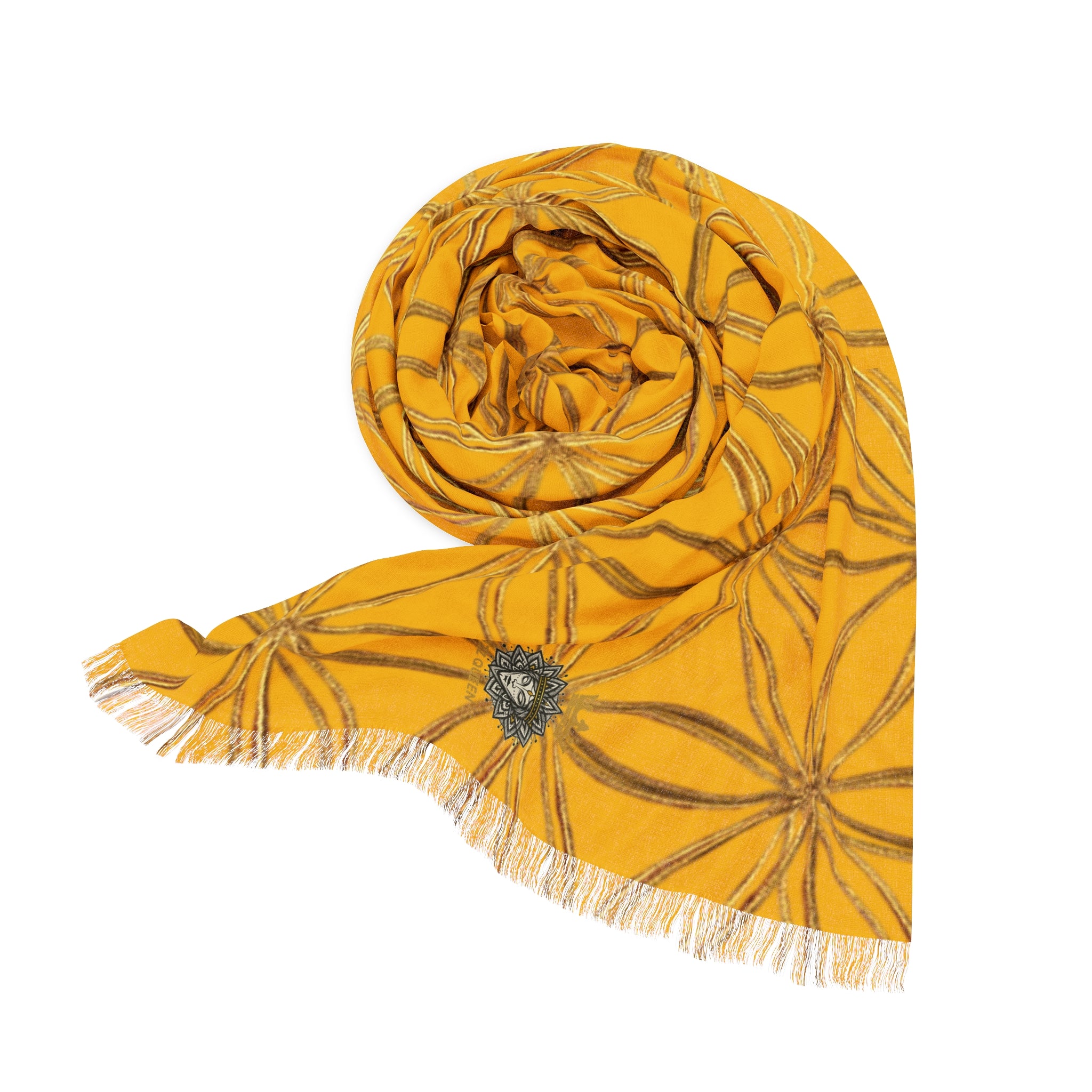 Yellow & Gold Flower of Life Scarf - Geometric Pattern | Bozz Queen