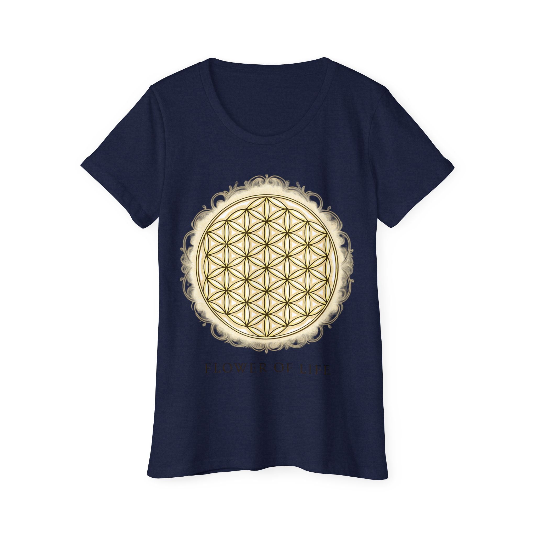 Bozz Queen Golden Flower of Life Sacred Geometry T-Shirt - Women's Organic Tee