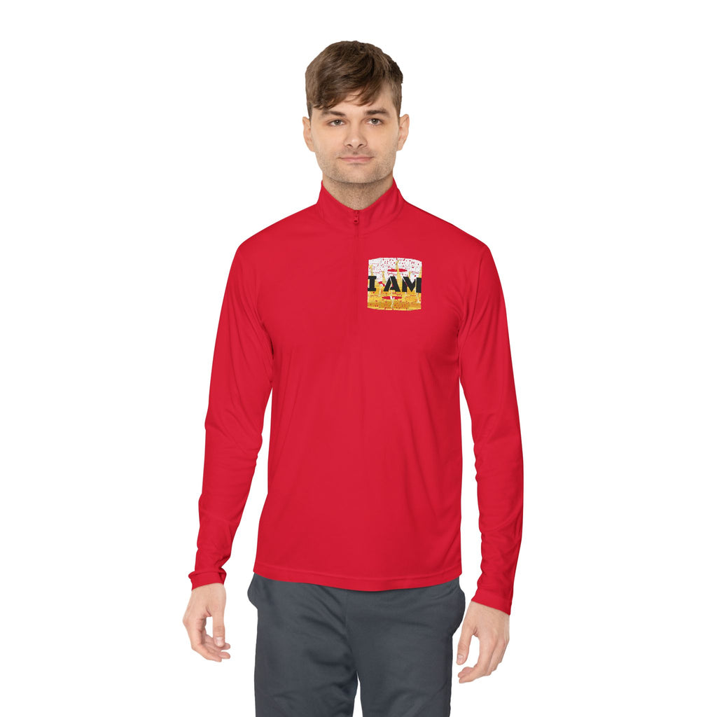 I AM Unisex Quarter-Zip Pullover - Motivational Activewear for Gym & Yoga