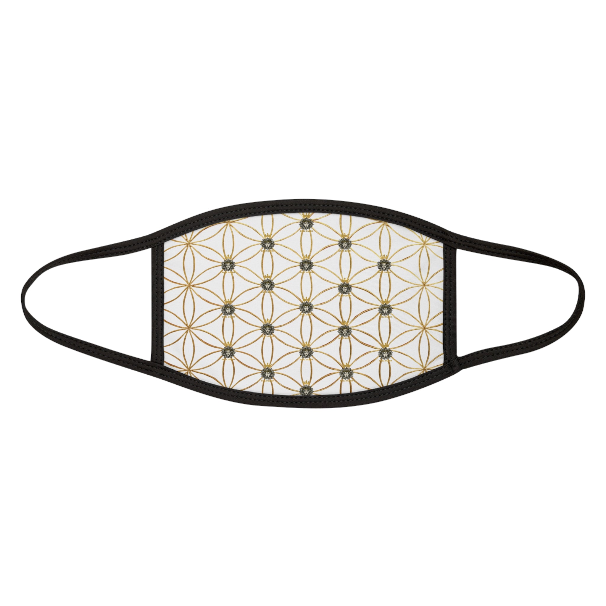 Bozz Queen Flower of Life Face Mask - White & Gold Stylish Breathable Cloth Mask