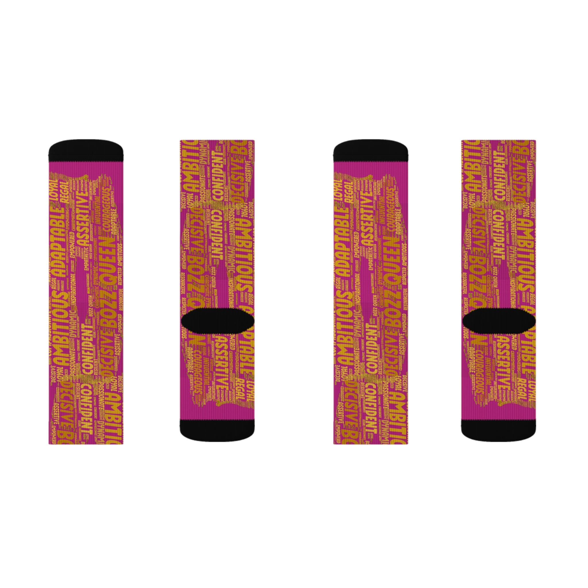 BOZZ QUEEN Pink Bold Statement Socks - Empowering Motivational Wear