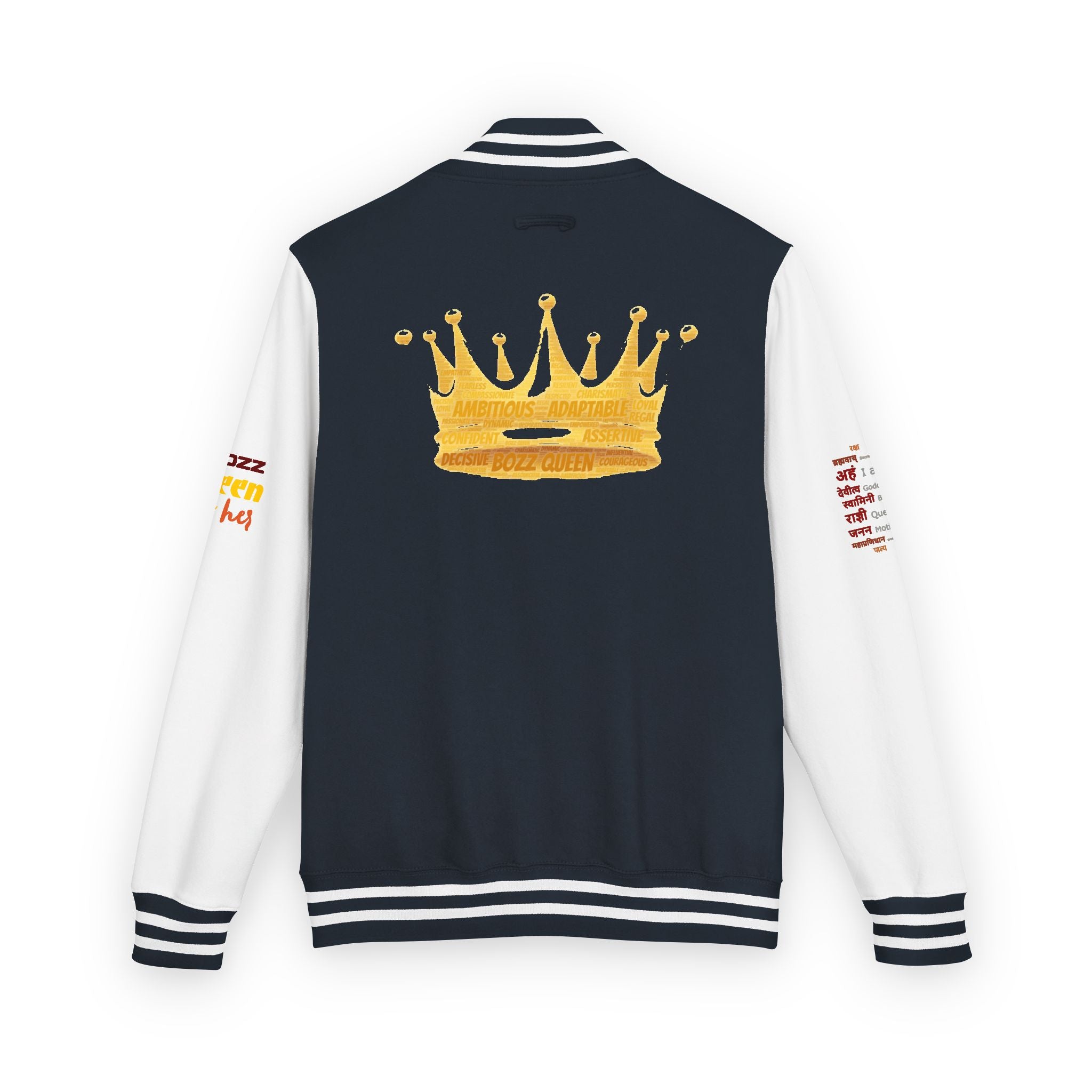 Bozz Queen Crown Design Letterman Jacket - Unisex Heavyweight Varsity Jacket