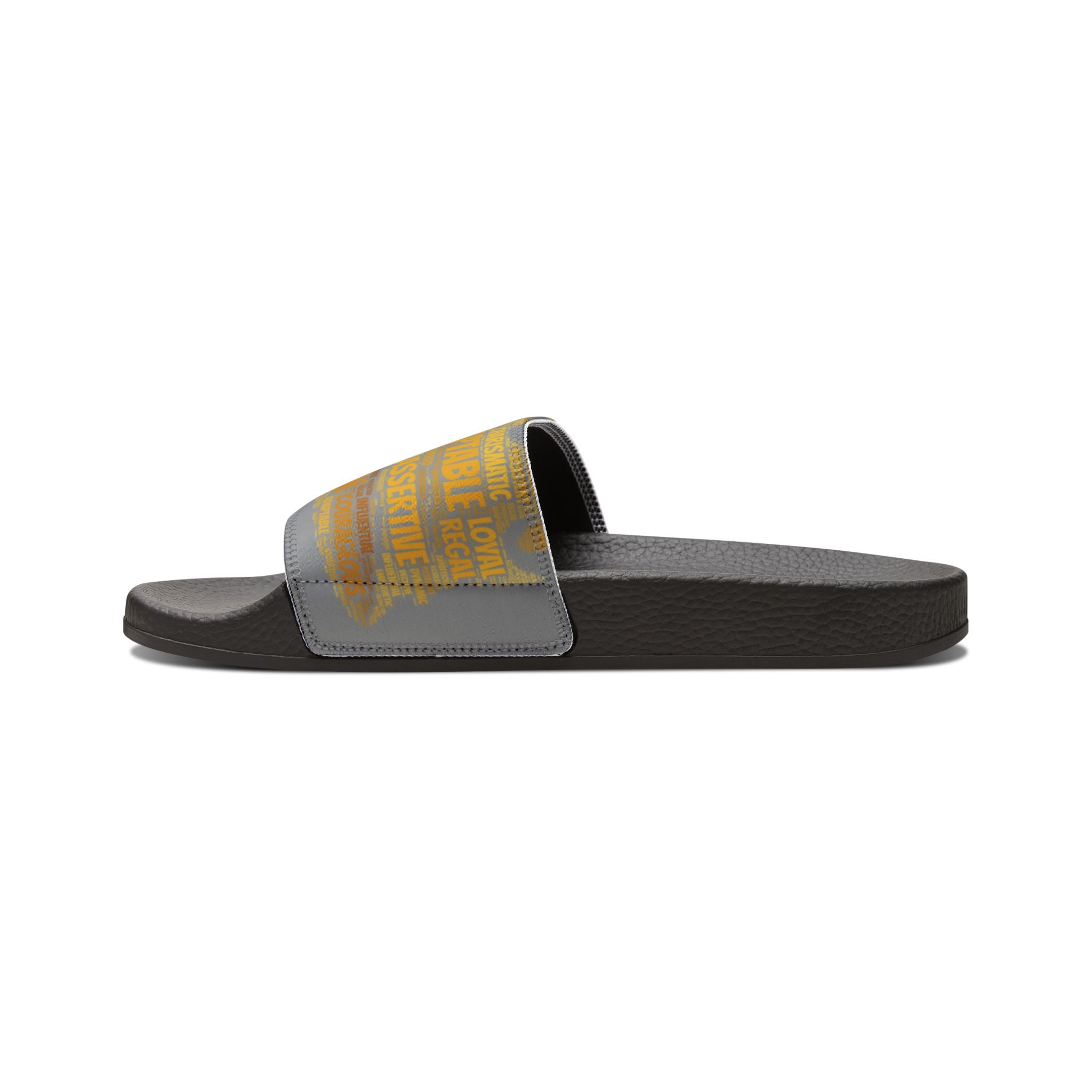 Bozz Queen Grey & Gold Women's Sandals - Removable Strap Beach Slides