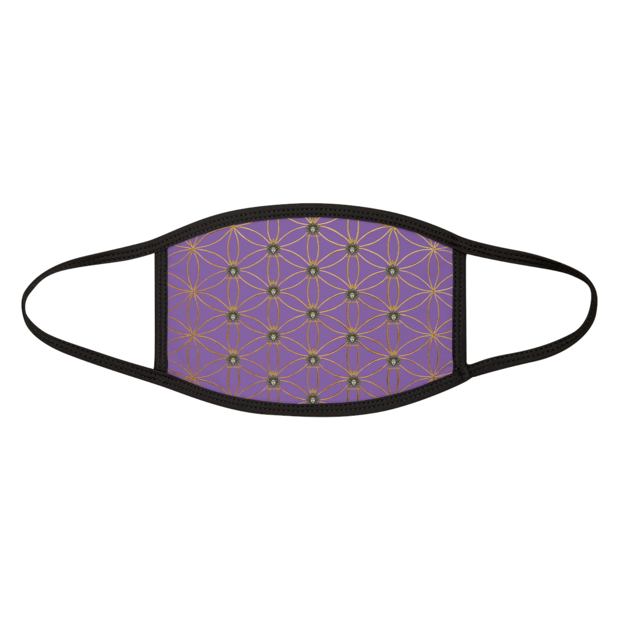 Bozz Queen Flower of Life Face Mask - Light Purple & Gold Stylish Breathable Cloth Mask