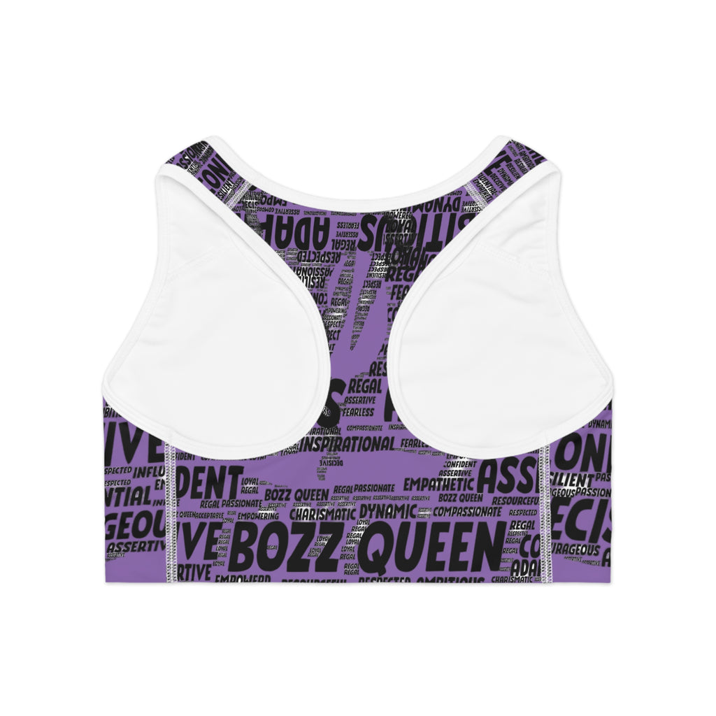 Empowering Sports Bra - Bozz Queen Origin Collection | Light Purple & Black