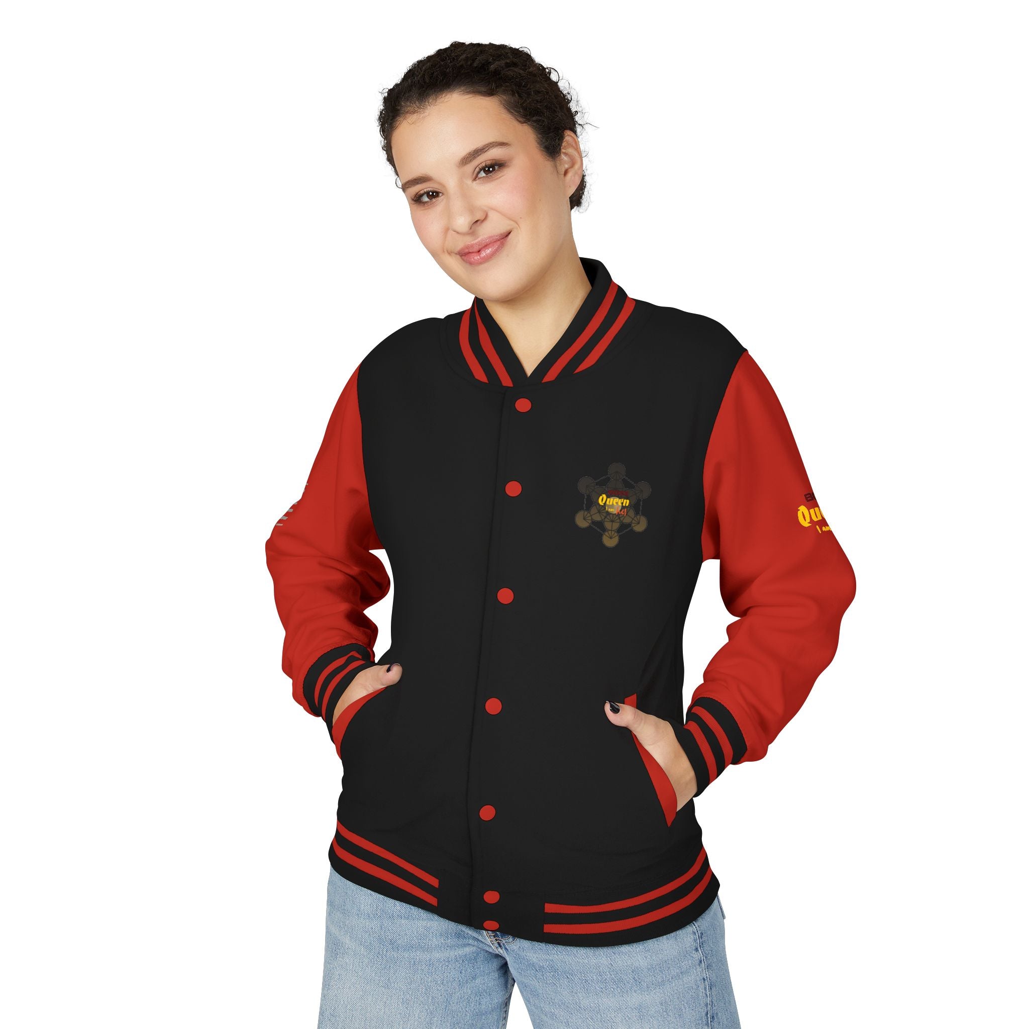 Bozz Queen Crown Design Letterman Jacket - Unisex Heavyweight Varsity Jacket