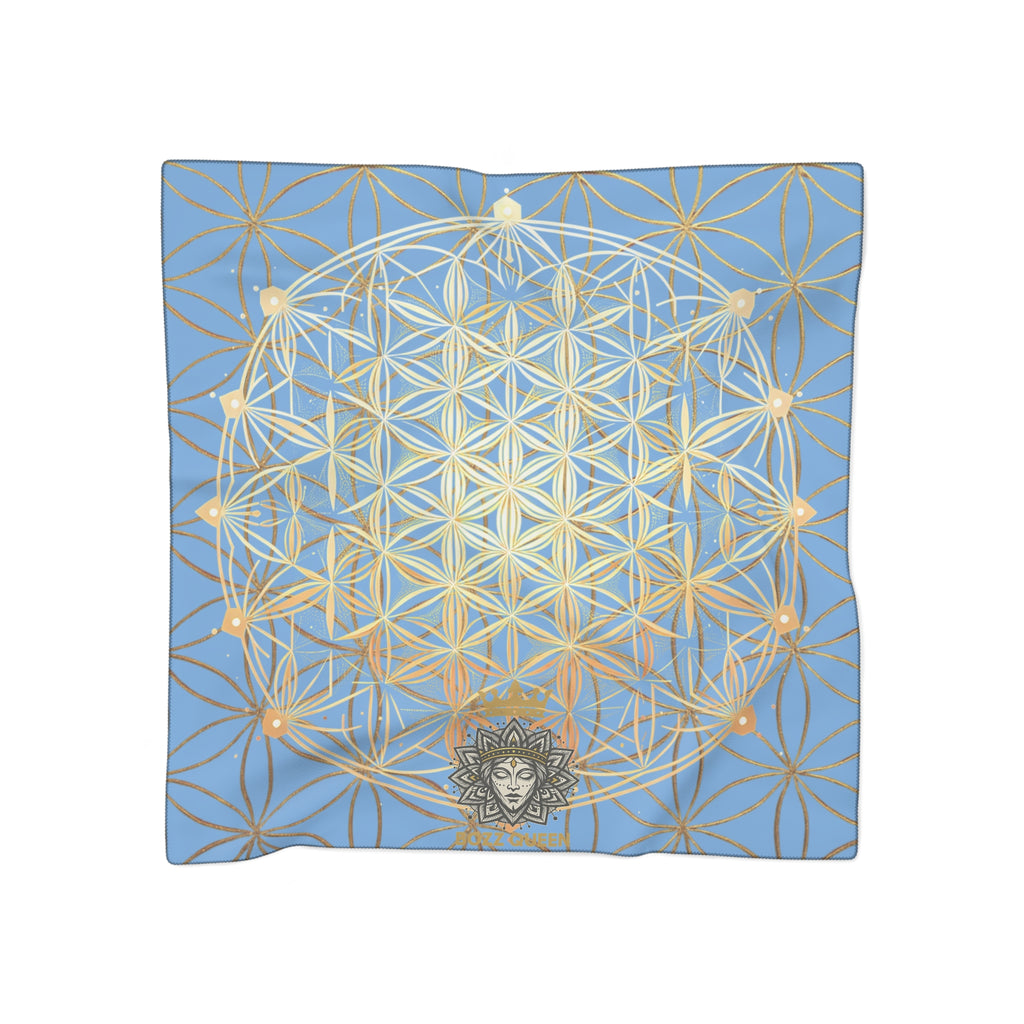 Flower of Life Light Blue Scarf - Sacred Geometry Spiritual Accessory