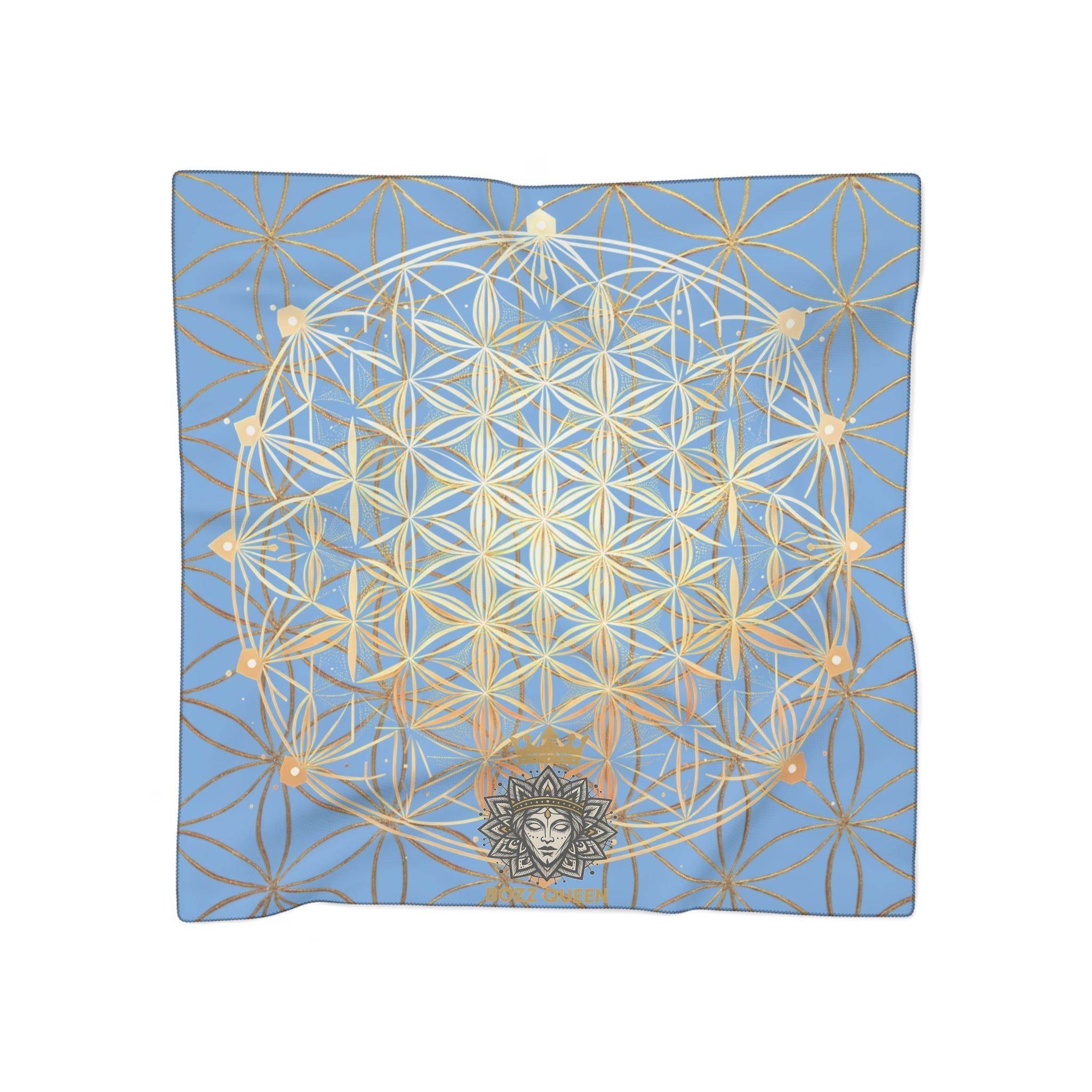 Flower of Life Light Blue Scarf - Sacred Geometry Spiritual Accessory