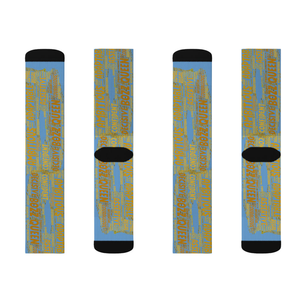 Light Blue Bold Statement Socks | Inspirational Gift, Trendy Accessories, Positive Affirmations, Unique Fashion, Motivational Wear