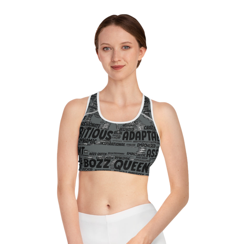 Empowering Sports Bra - Bozz Queen Origin Collection | Dark Grey & Black