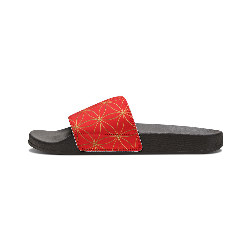 Bozz Queen Red Flower of Life Women's Sandals - Removable Strap Beach Slides