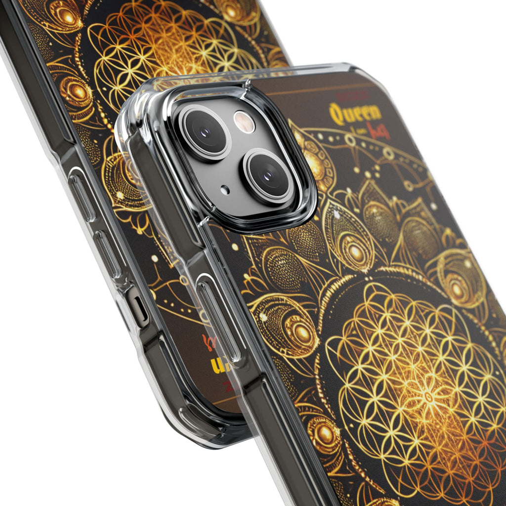 Magnetic Phone Case with Spiritual Mandala Design, Bozz Queen, Durable Clear Impact Case, Unique Gift for Spiritual Seekers, Phone Accessory