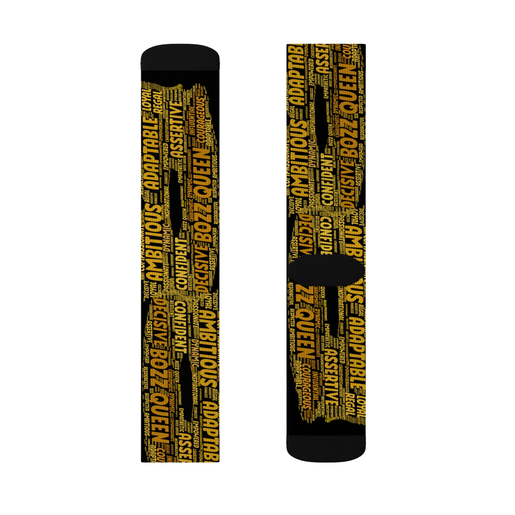 BOZZ QUEEN Black Bold Statement Socks - Empowering Motivational Wear