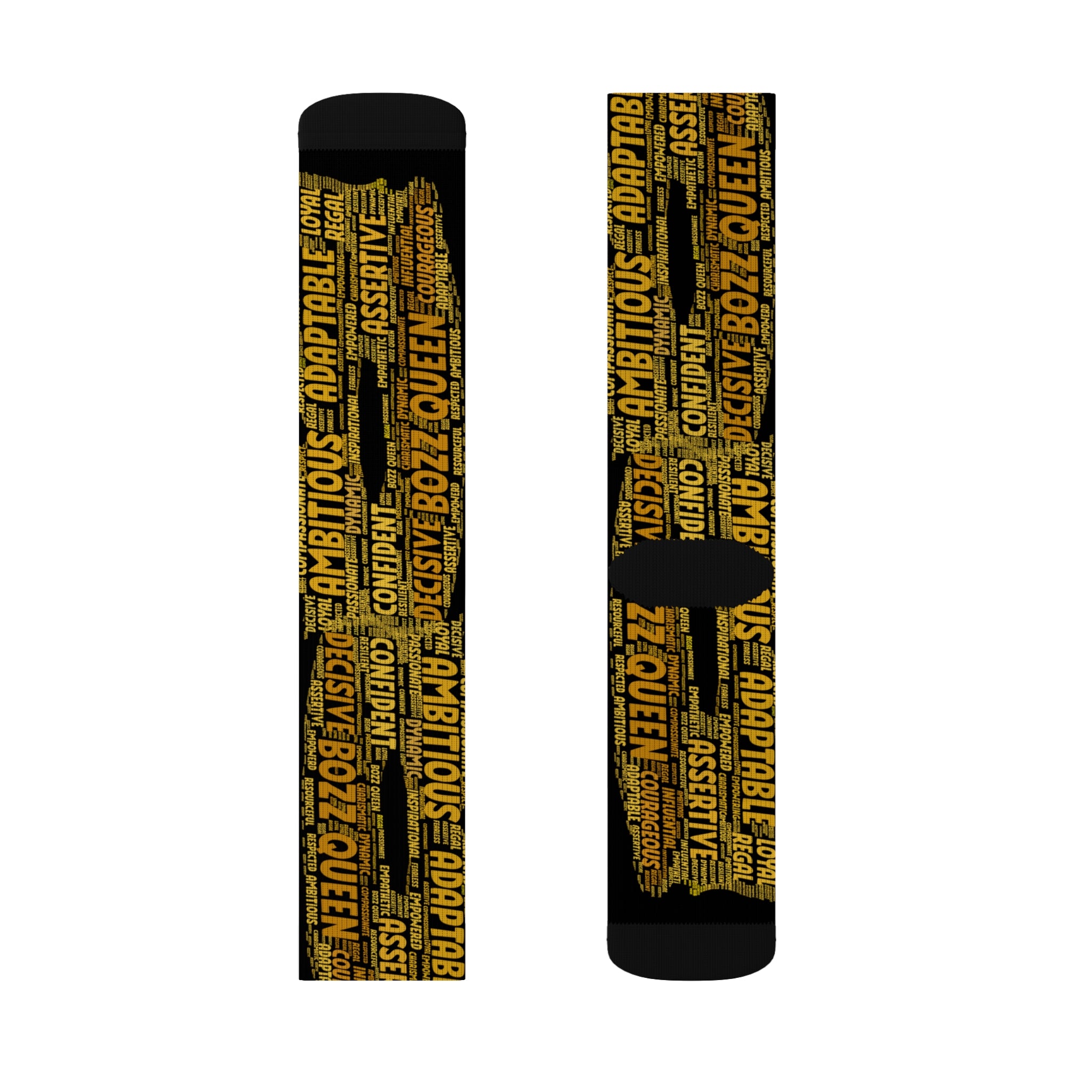 BOZZ QUEEN Black Bold Statement Socks - Empowering Motivational Wear