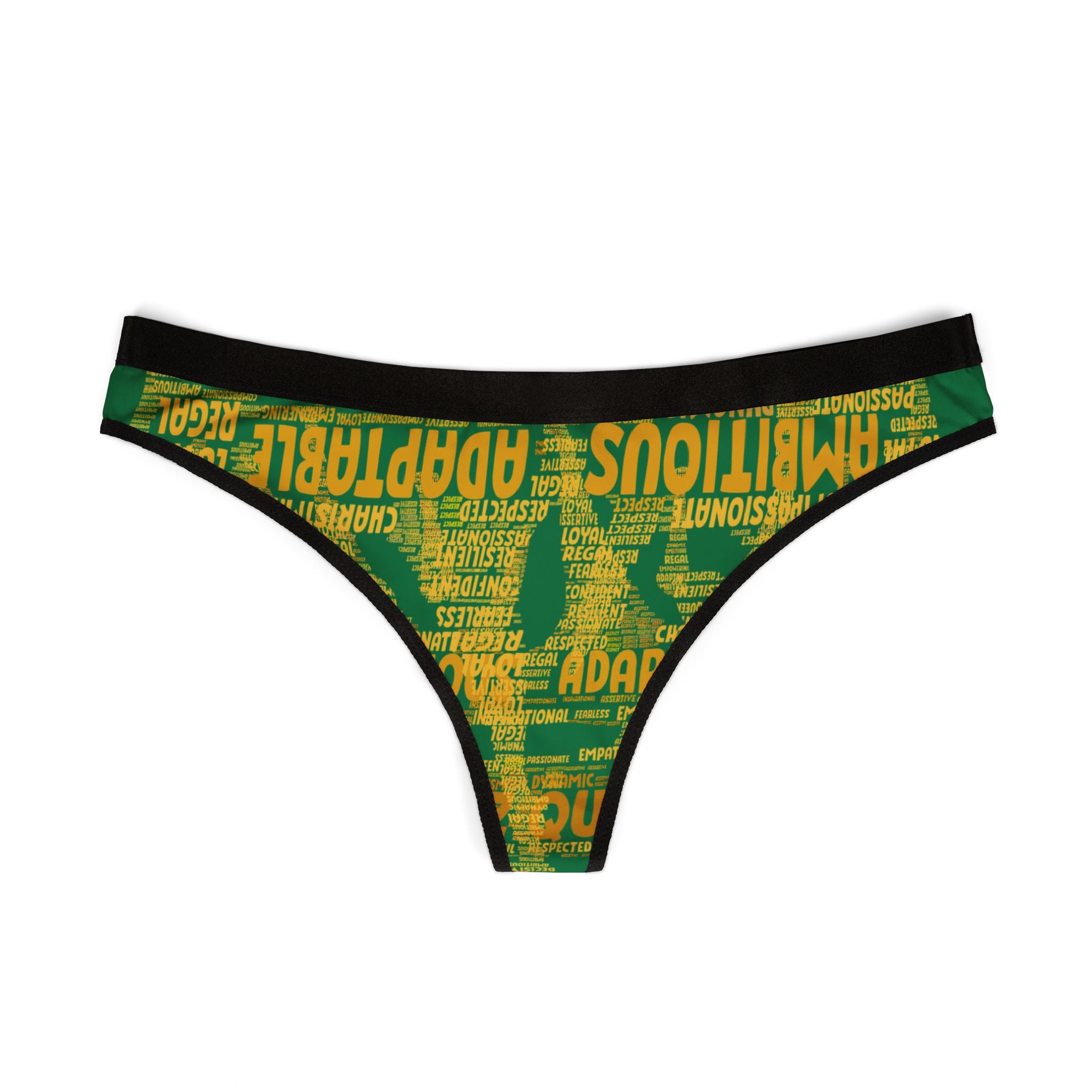 Dark Green and Yellow Women's Thongs - Bold Statement Underwear, Comfortable Lingerie, Fashionable Daily Wear, Gifts for Her, Party Essentials