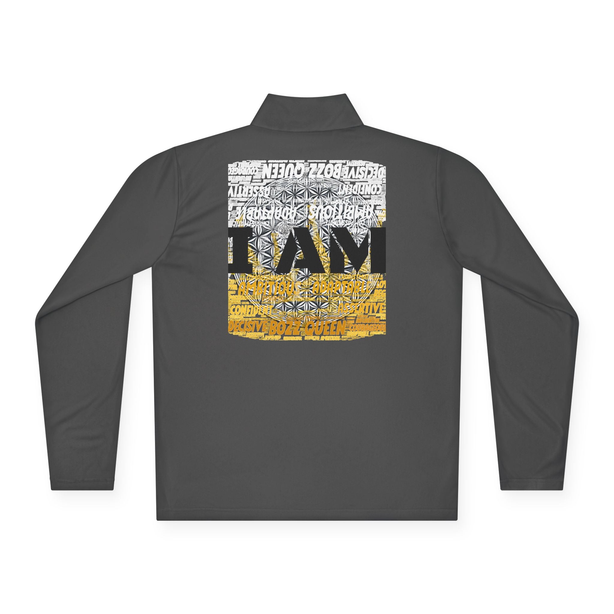 I AM Unisex Quarter-Zip Pullover - Motivational Activewear for Gym & Yoga