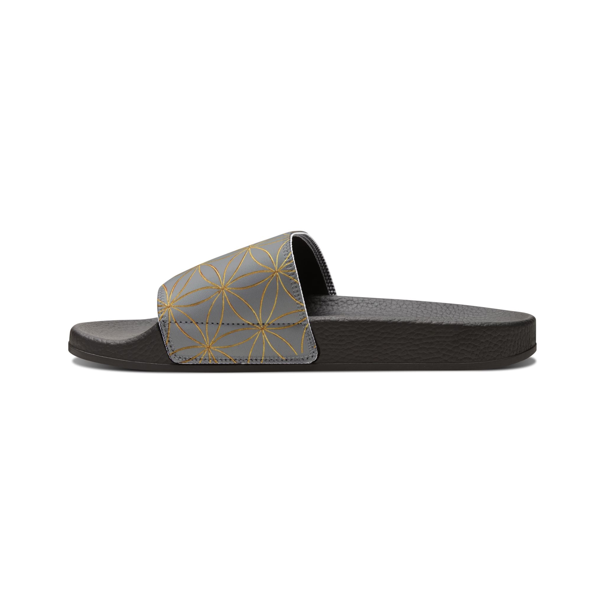 Bozz Queen Grey Flower of Life Women's Sandals - Removable Strap Beach Slides