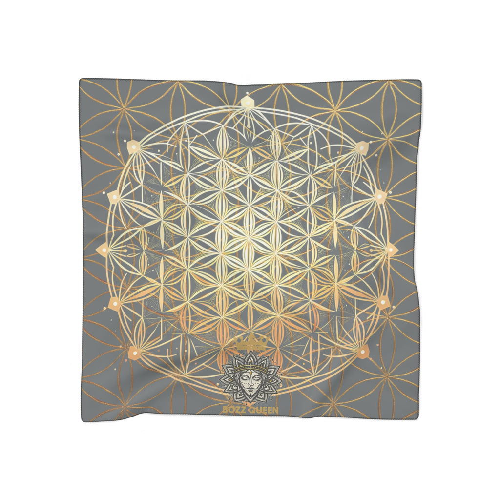Flower of Life Dark Grey Scarf - Sacred Geometry Spiritual Accessory