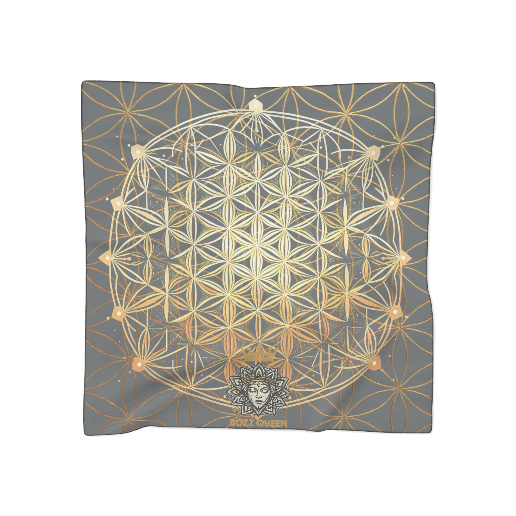 Flower of Life Dark Grey Scarf - Sacred Geometry Spiritual Accessory
