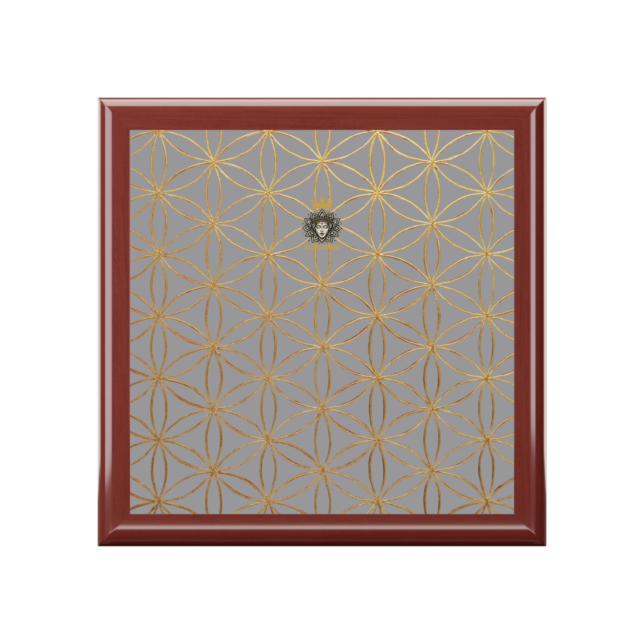 Flower of Life Jewelry Box - Brown & Gold Elegant Keepsake Organizer