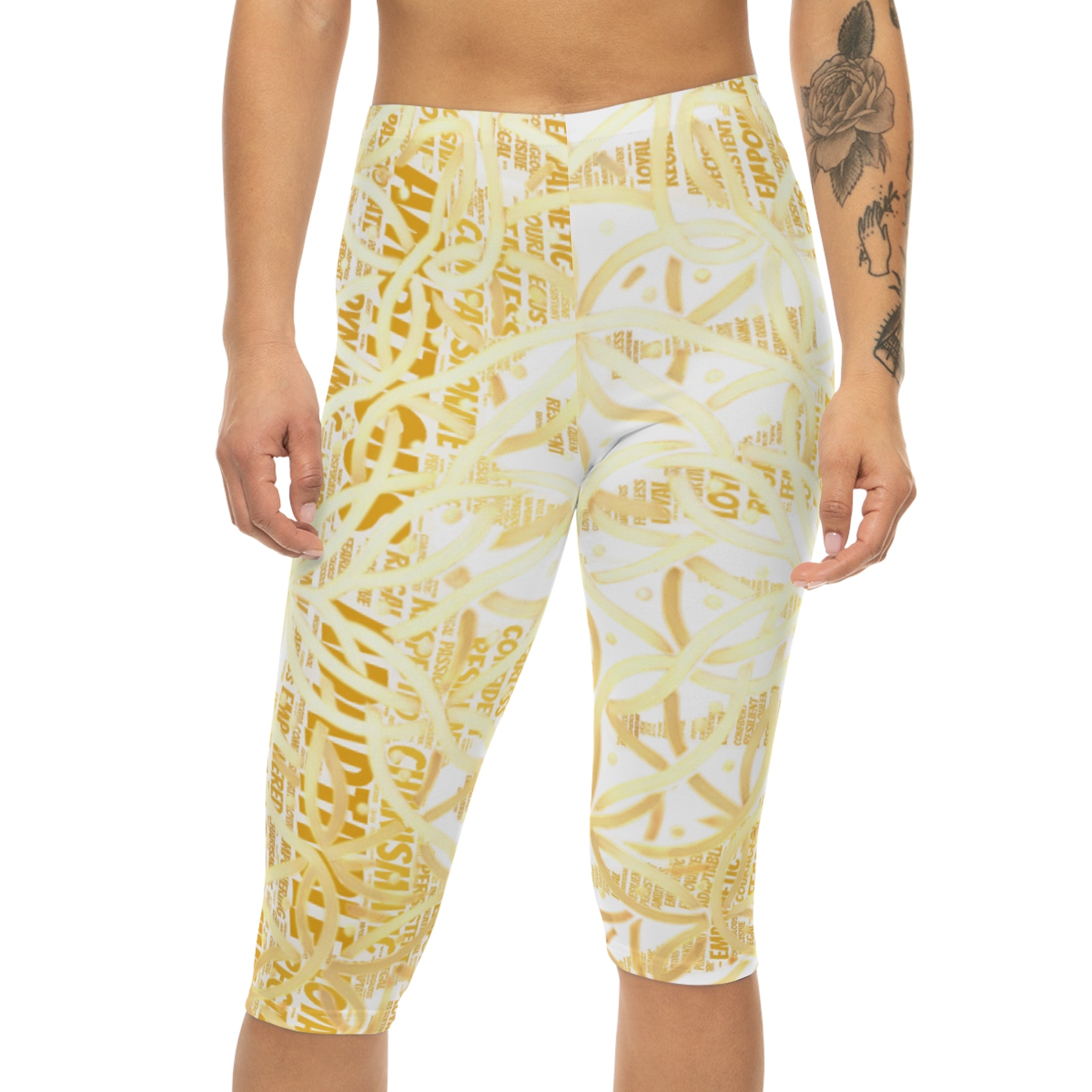 White Chic Women's Capri Leggings - Stylish Yoga Pants & Activewear