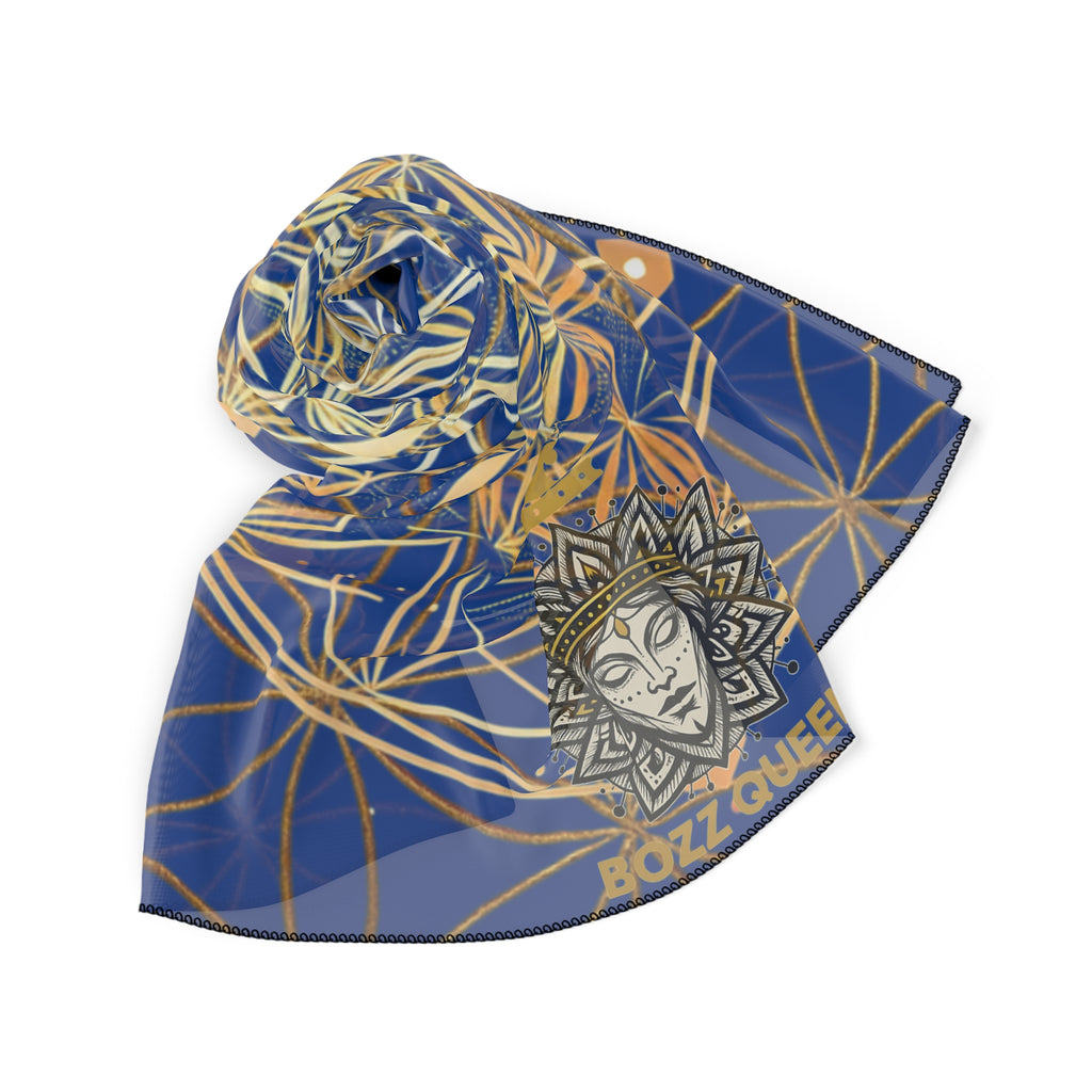 Flower of Life Dark Blue Scarf - Sacred Geometry Spiritual Accessory