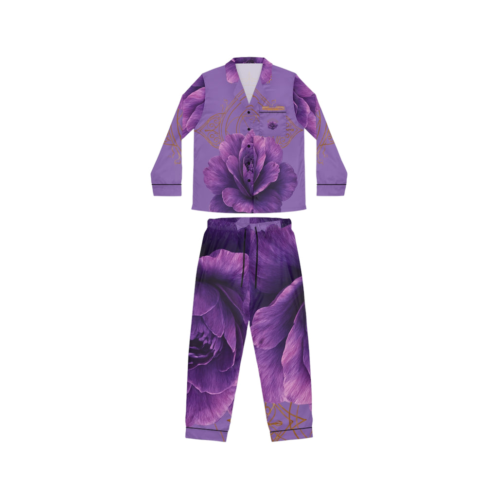 Third Eye Chakra Floral Satin Pajamas Set - Luxurious Women's Sleepwear Gift