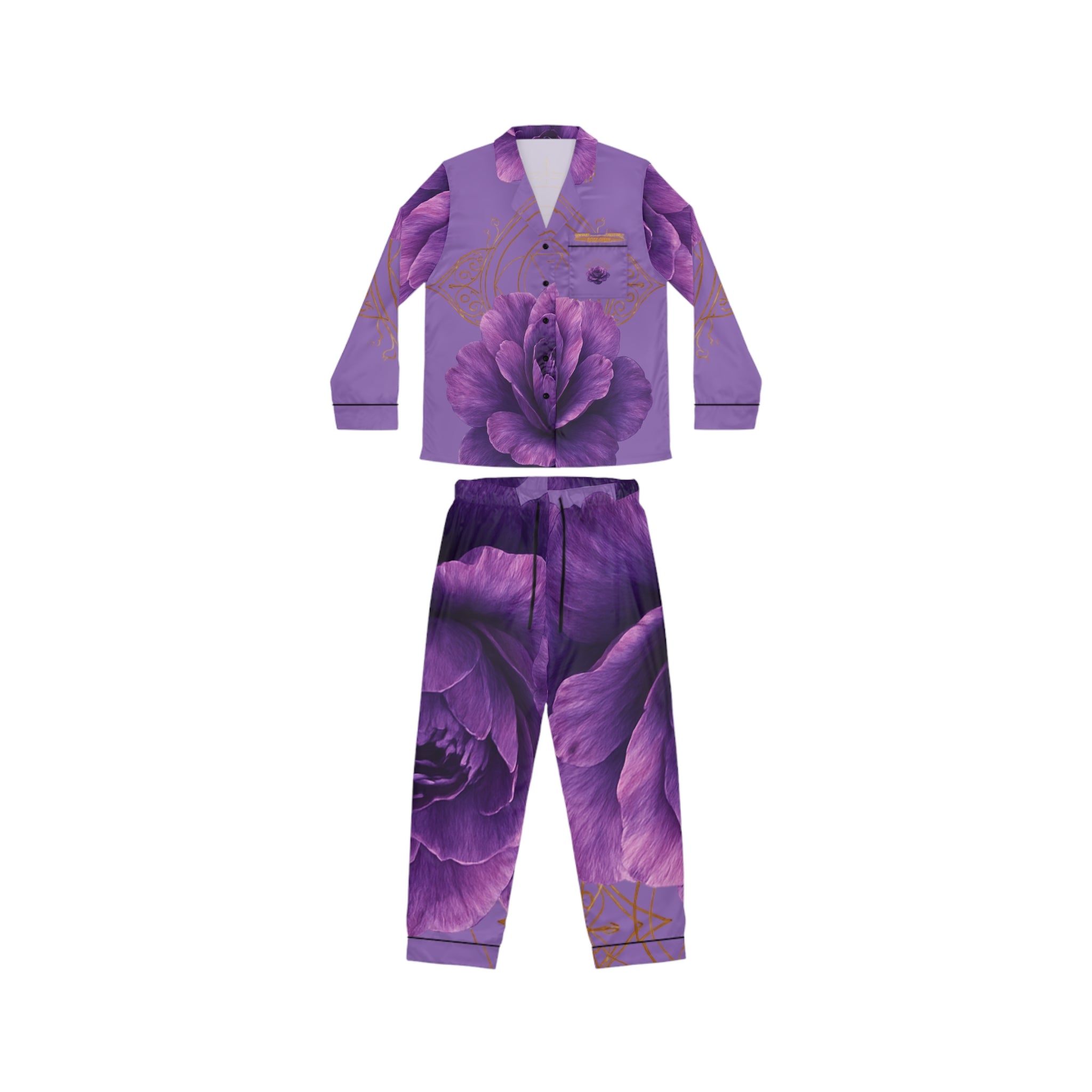 Third Eye Chakra Floral Satin Pajamas Set - Luxurious Women's Sleepwear Gift