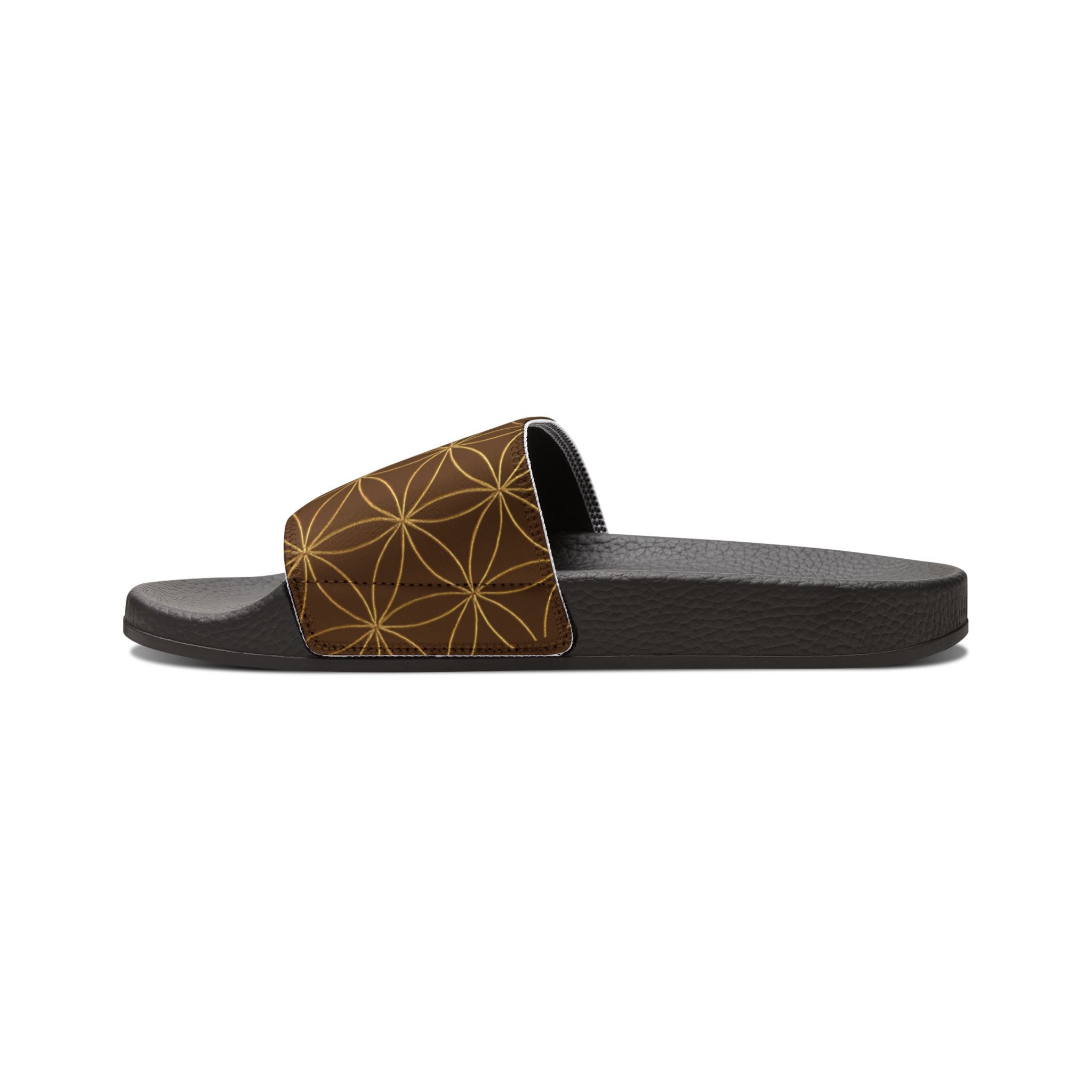Bozz Queen Brown Flower of Life Women's Sandals - Removable Strap Beach Slides